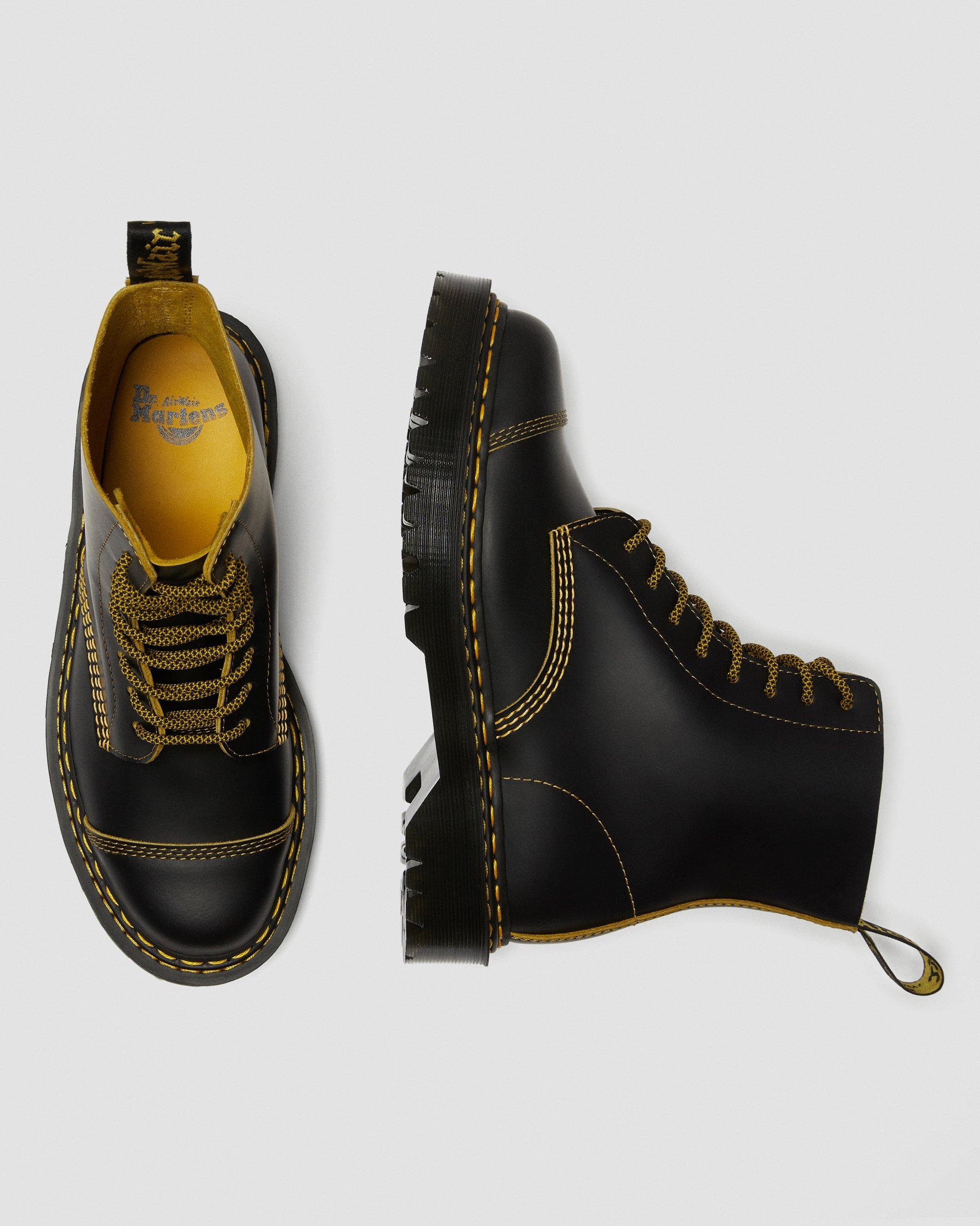 1460 Pascal Double Stitch Leather Boots in BLACK+YELLOW | Dr. Martens™