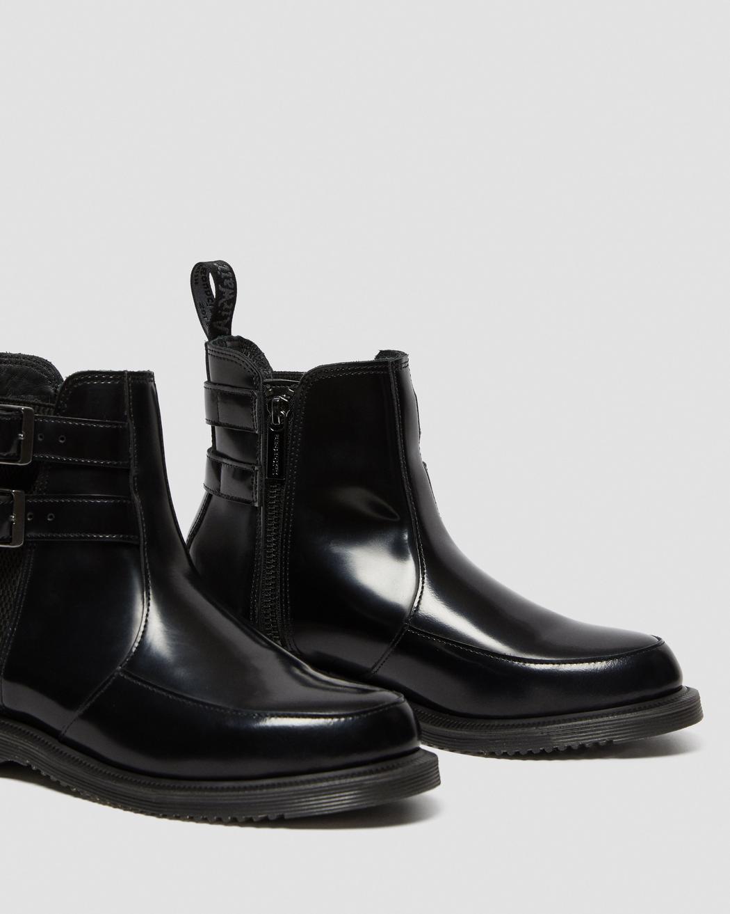 Flora Smooth Leather Buckle Chelsea Boots | Dr. Martens