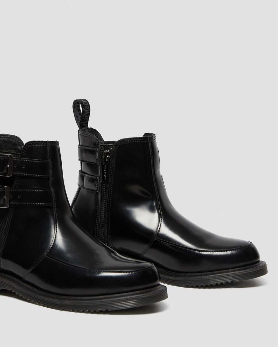 Flora Smooth Leather Buckle Chelsea Boots | Dr Martens
