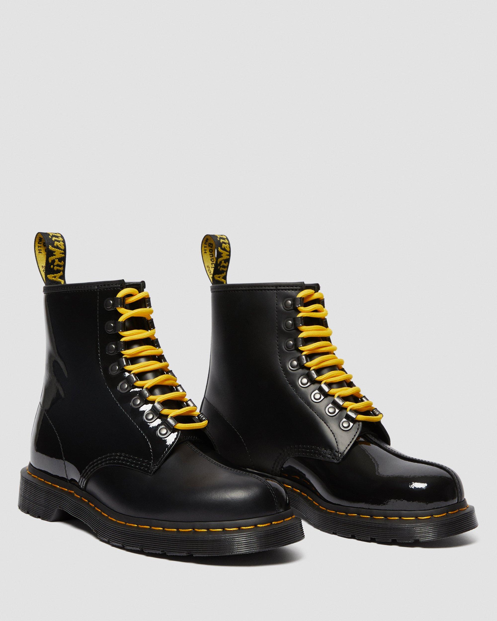 1460 Pleasures Patent Leather Lace Up Boots in Black | Dr. Martens