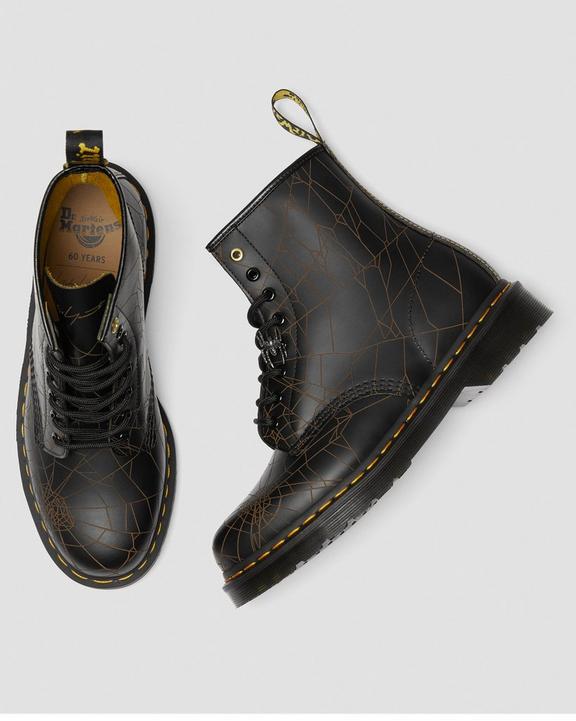 1460 Yohji Yamamoto Spider Web Print Boots in Black | Dr. Martens