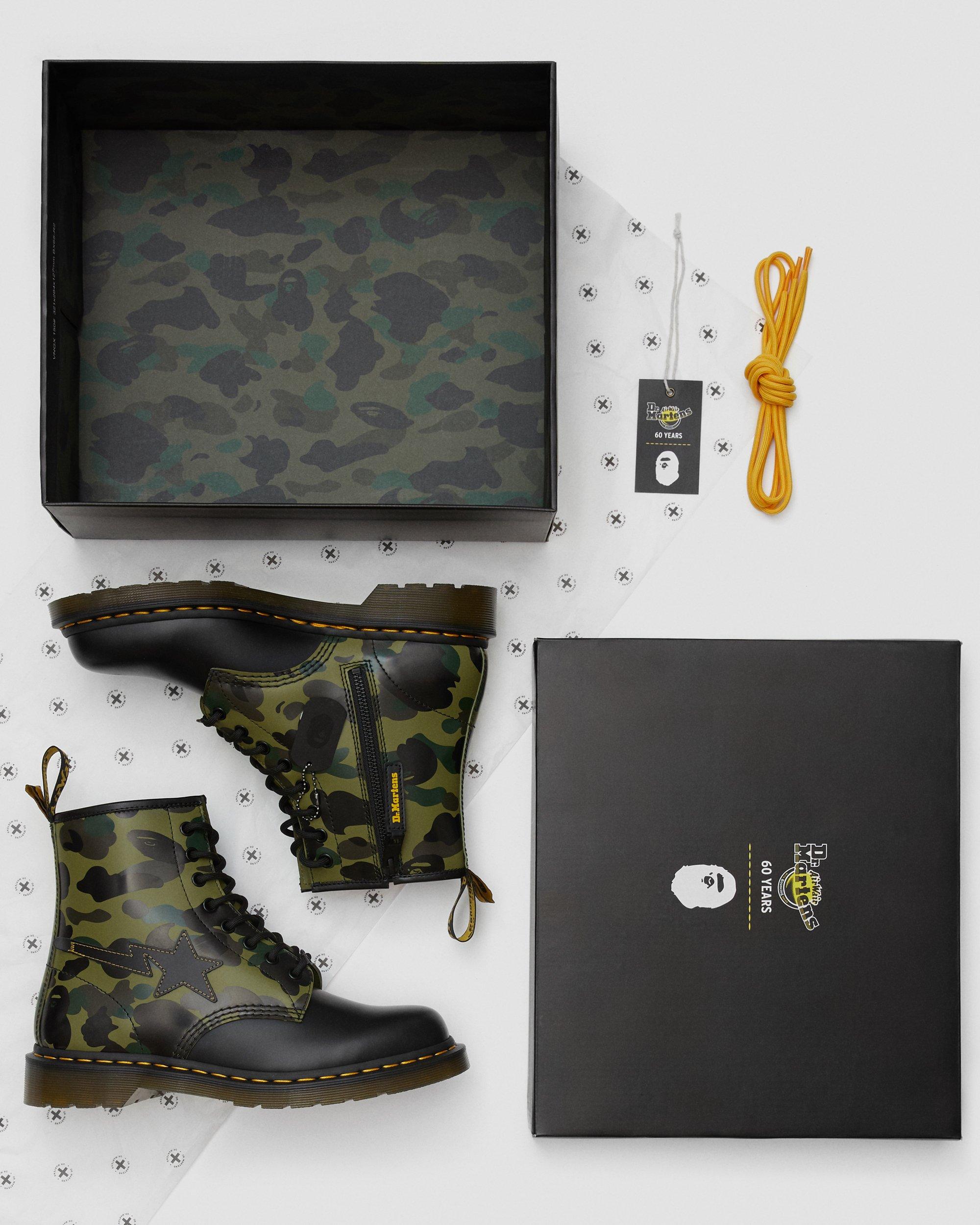 靴 a bathing ape lether camo boots black 1460 Bape Leather Zip Lace Up Boots in KHAKI+BLACK | Dr. Martens™