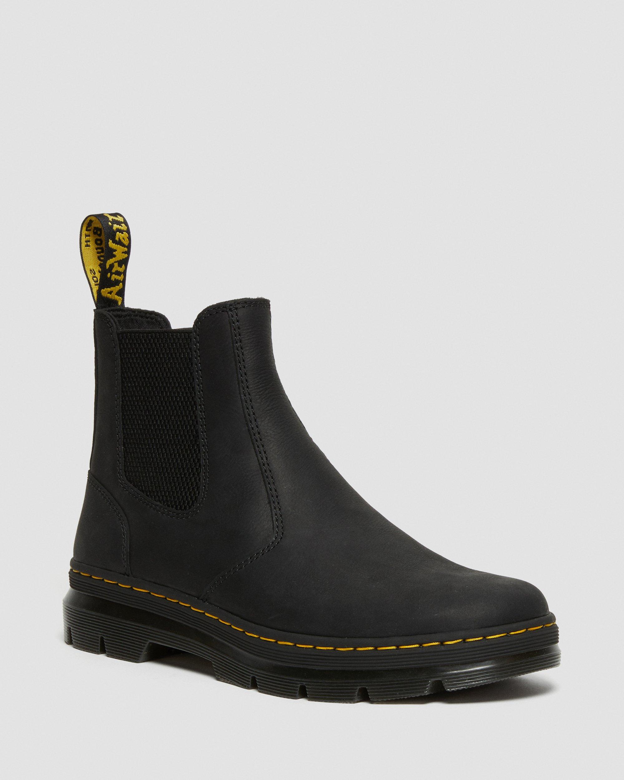 2976 Yellow Stitch Crazy Horse Leather Chelsea Boots in Dark Brown 