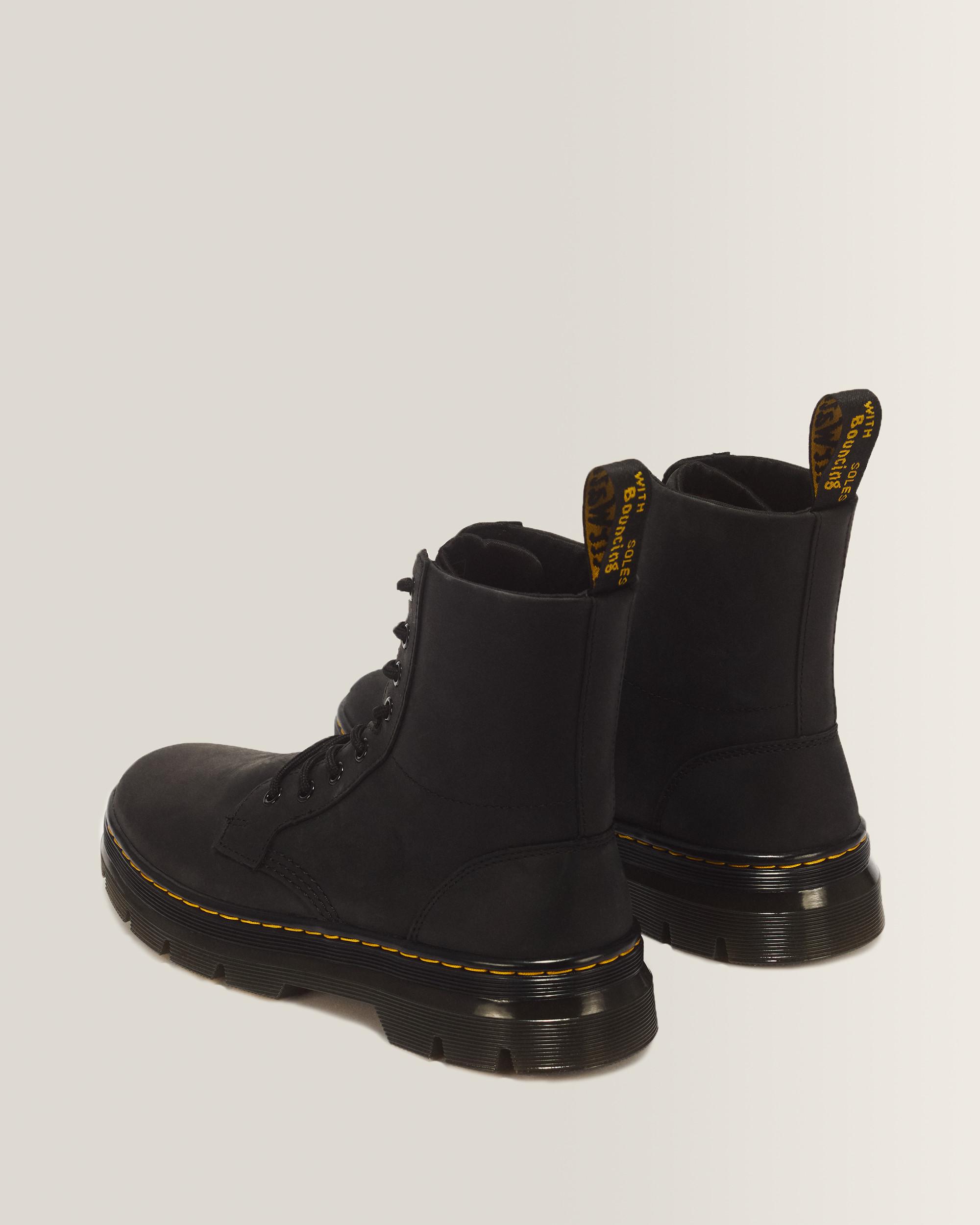 Dr Martens Combs Leather Combat Boots Dr Martens Combs Leather Casual Boots Black-Wyoming AW004  main image 4
