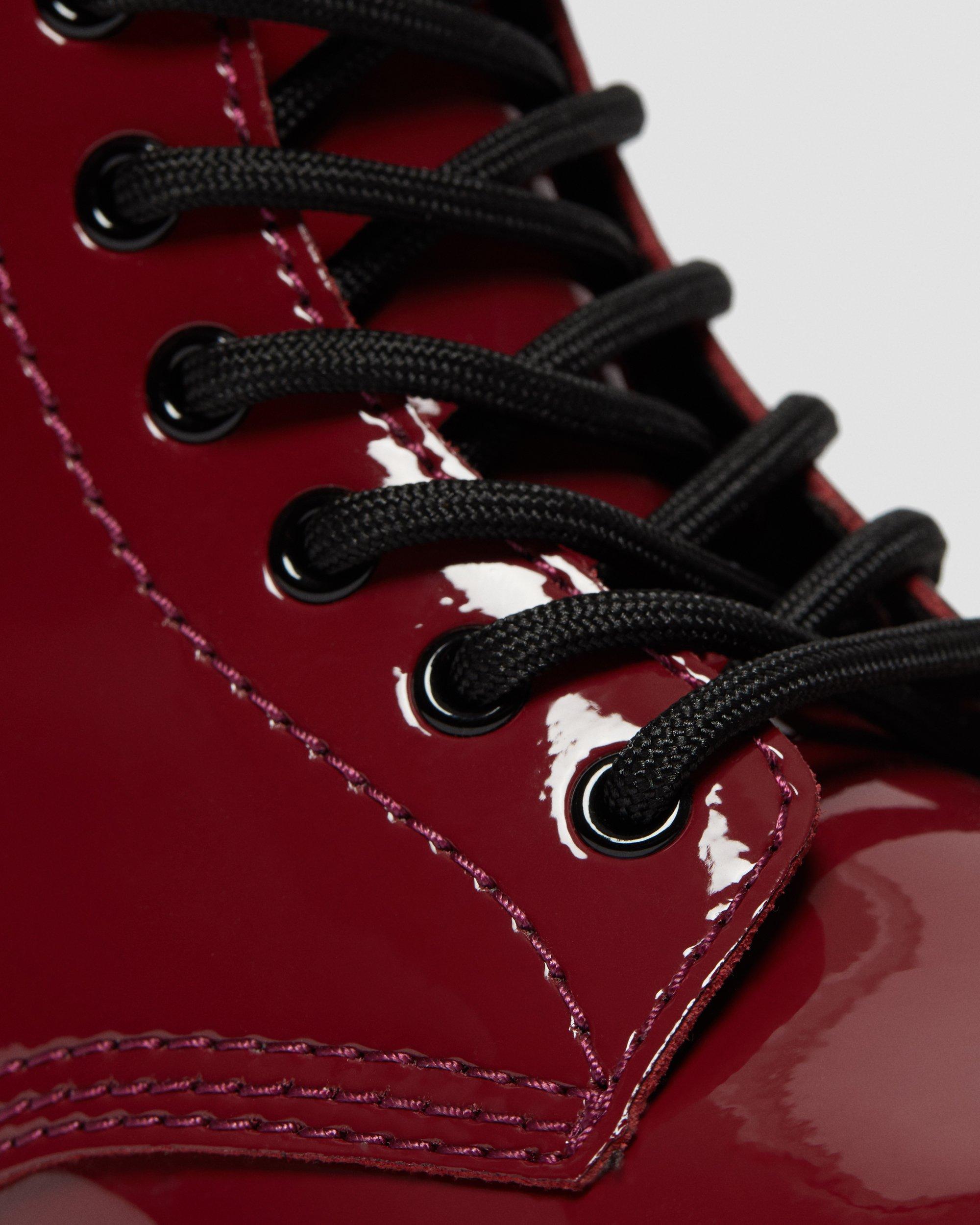 Junior 1460 Patent Leather Lace Up Boots in Dark Red