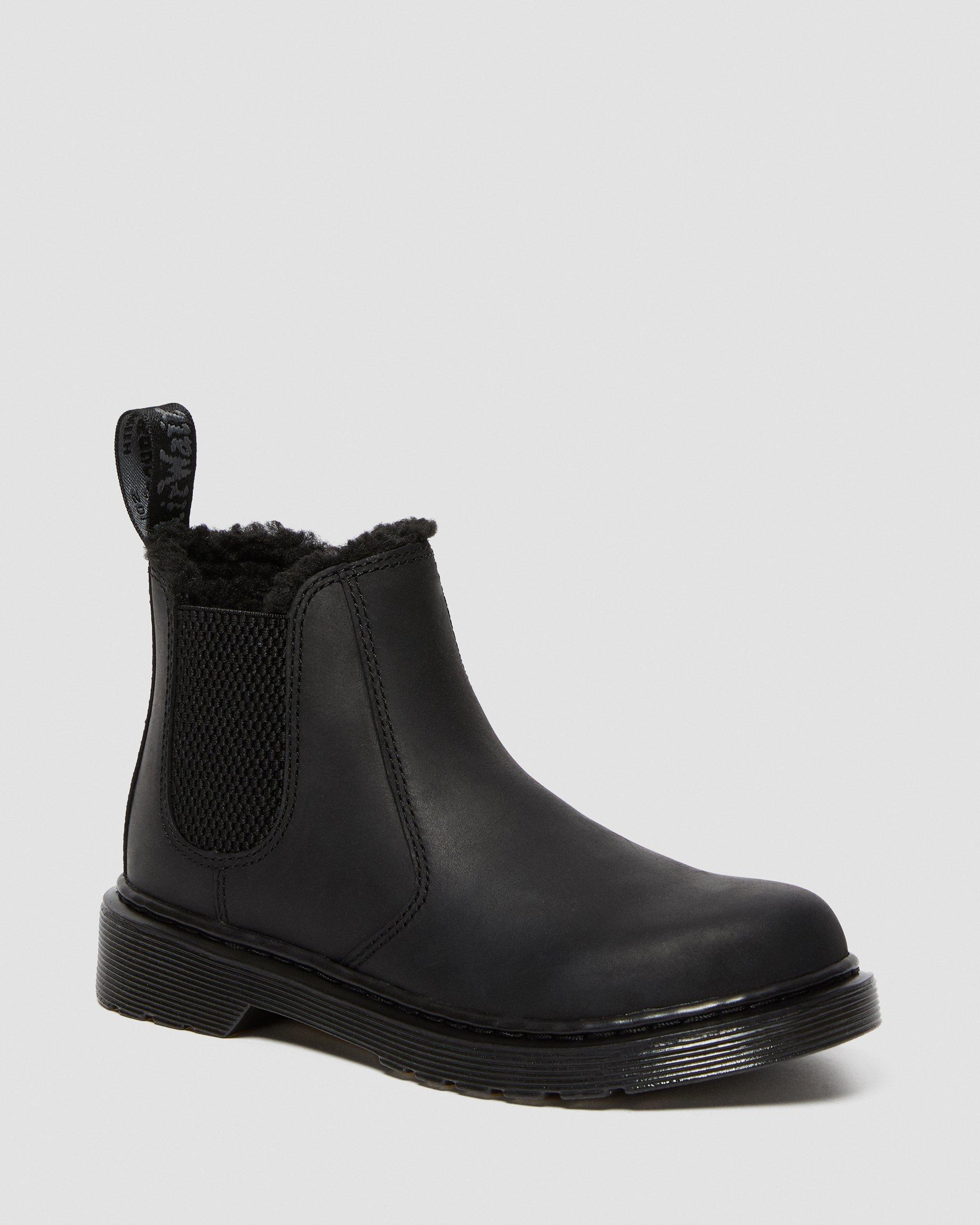 Junior 2976 Leonore Faux Fur Lined Chelsea Boots in Black | Dr