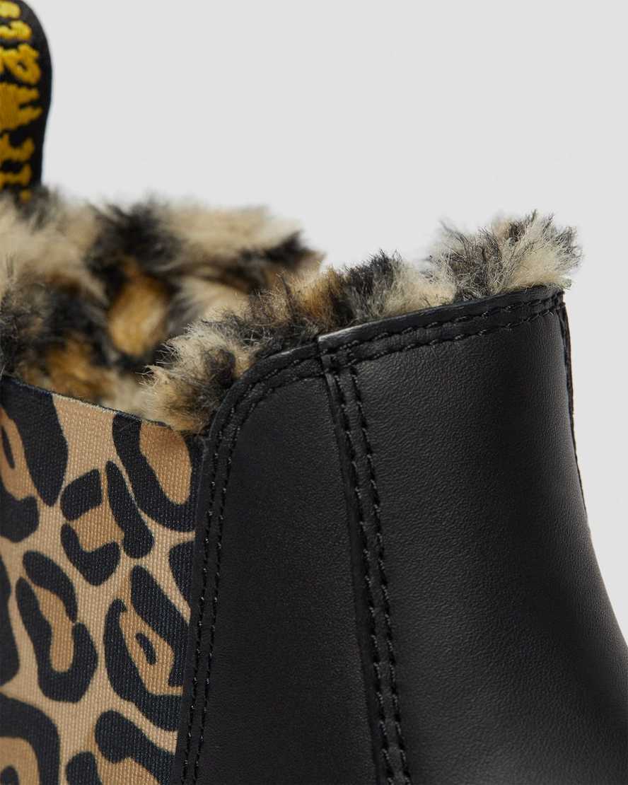Junior 2976 Leopard Faux Fur Chelsea Boots Dr. Martens