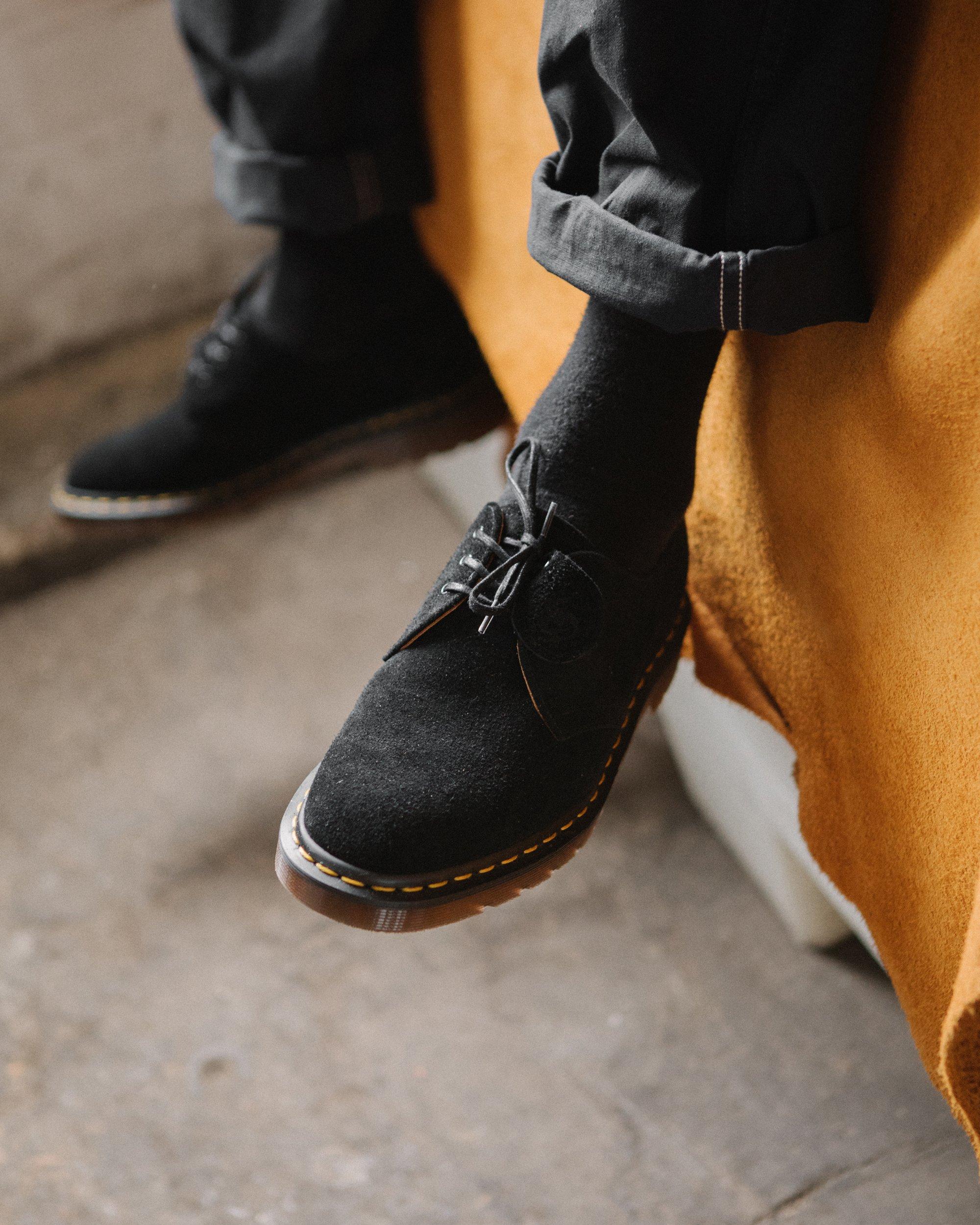 1461 Made In England Suede Oxford Shoes in Black | Dr. Martens