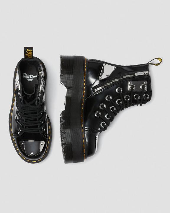 Jadon Max Metal Leather Platform Boots in Black Buttero | Dr Jadon Max Metal Leather Platform Boots in Black Buttero | Dr