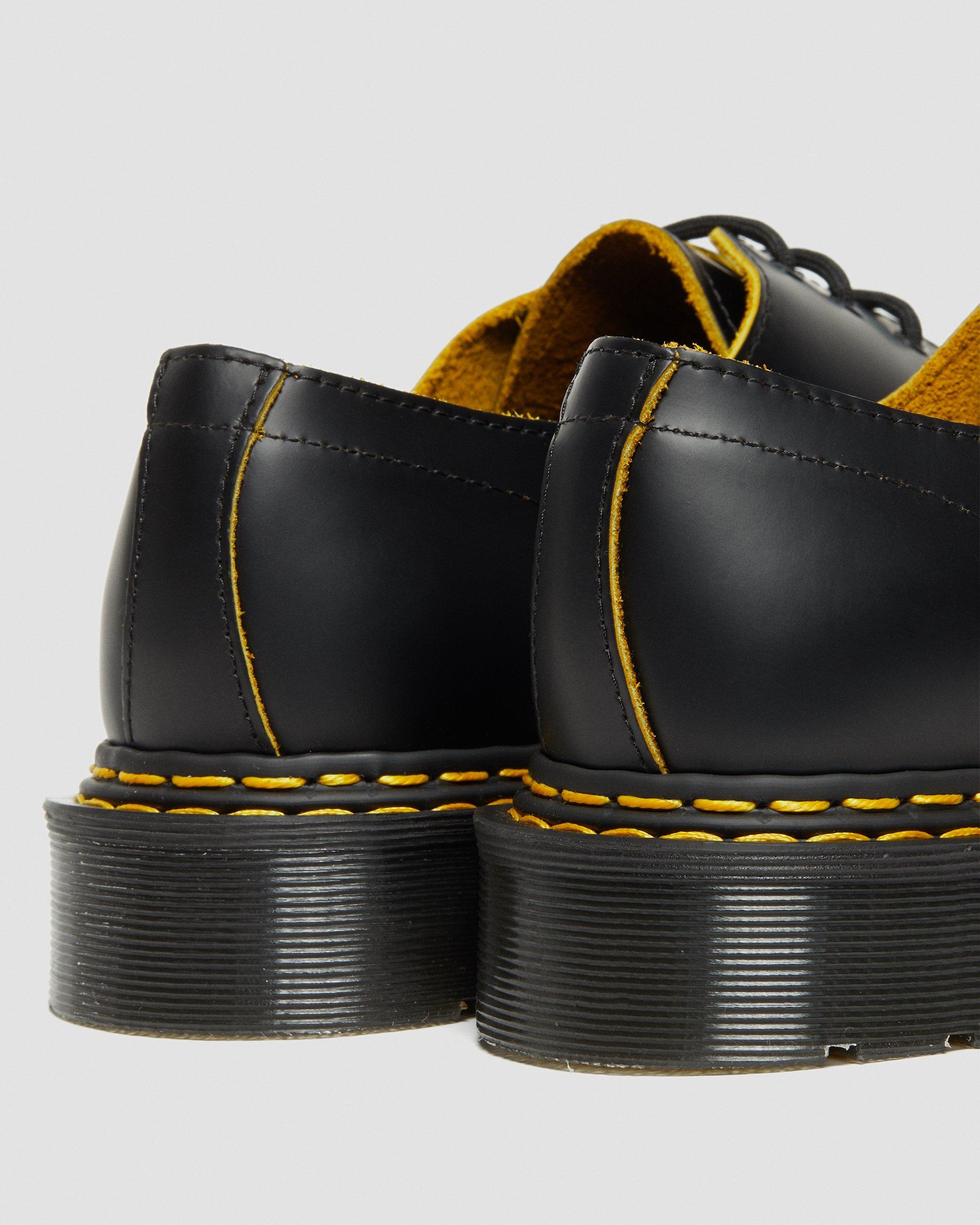 1461 Double Stitch Leather Oxford Shoes in BLACK+YELLOW | Dr. Martens™