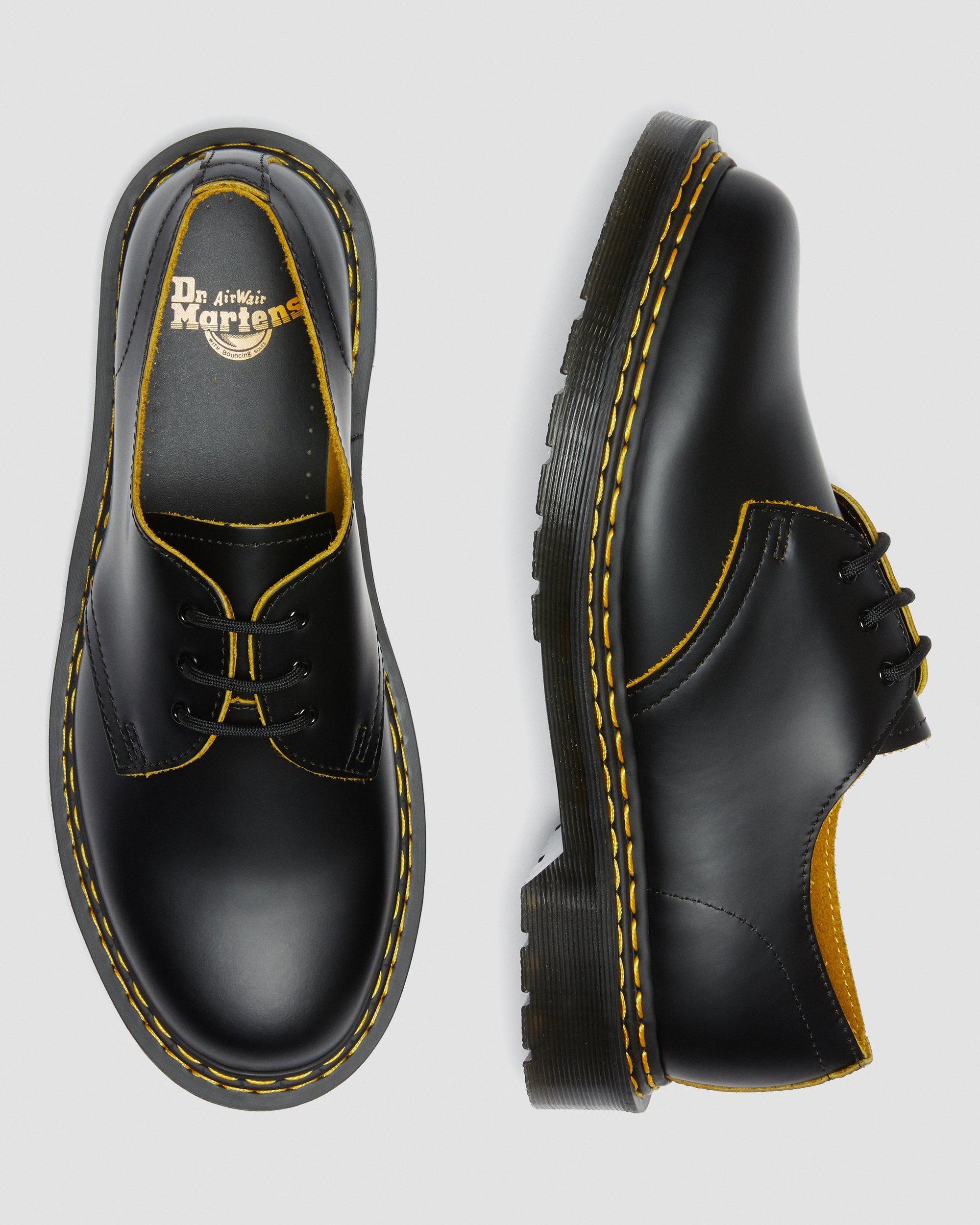 Zapatos de piel 1461 con pespunte doble in Negro
