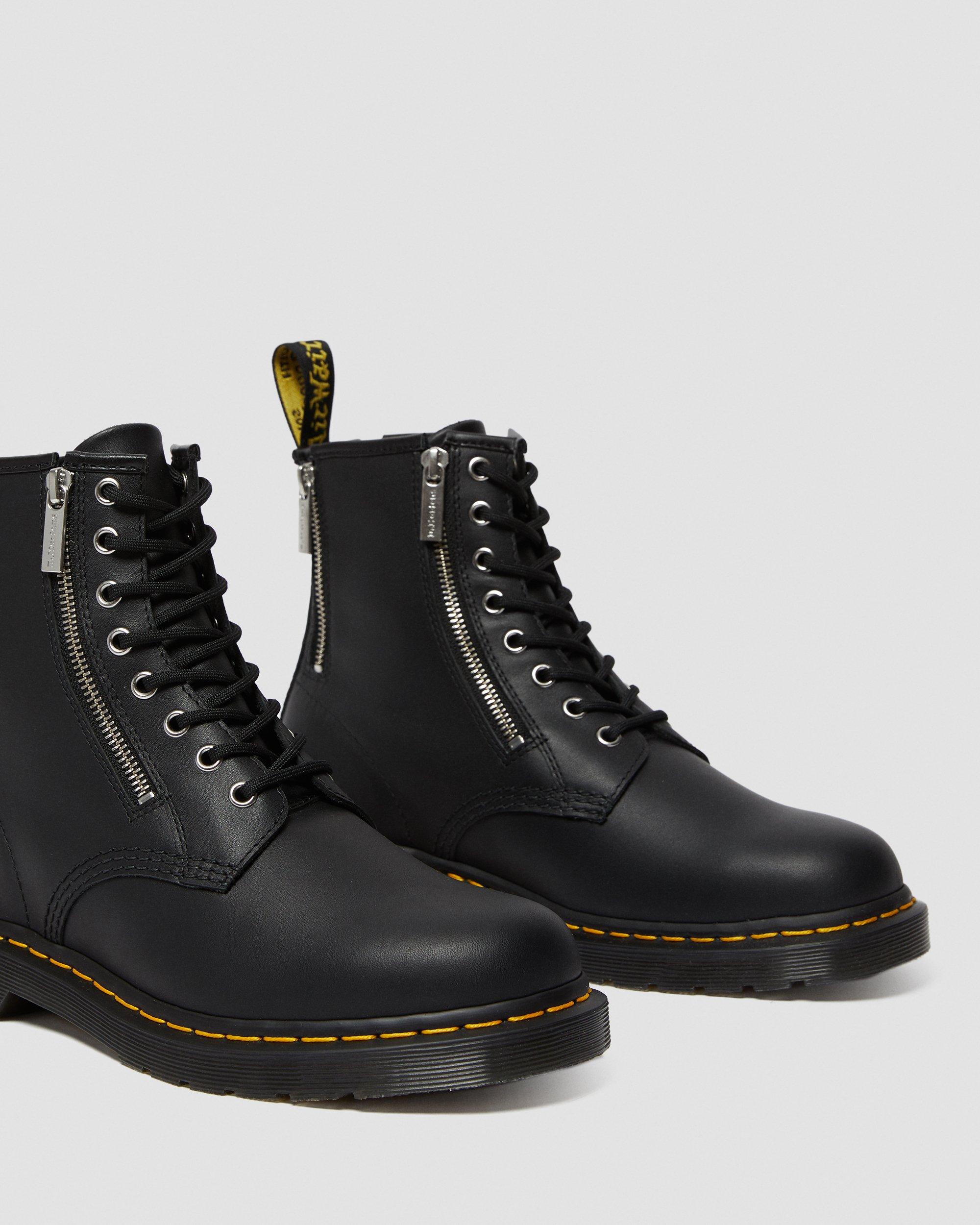 1460 Zip Nappa Leather Lace Up Boots in Black