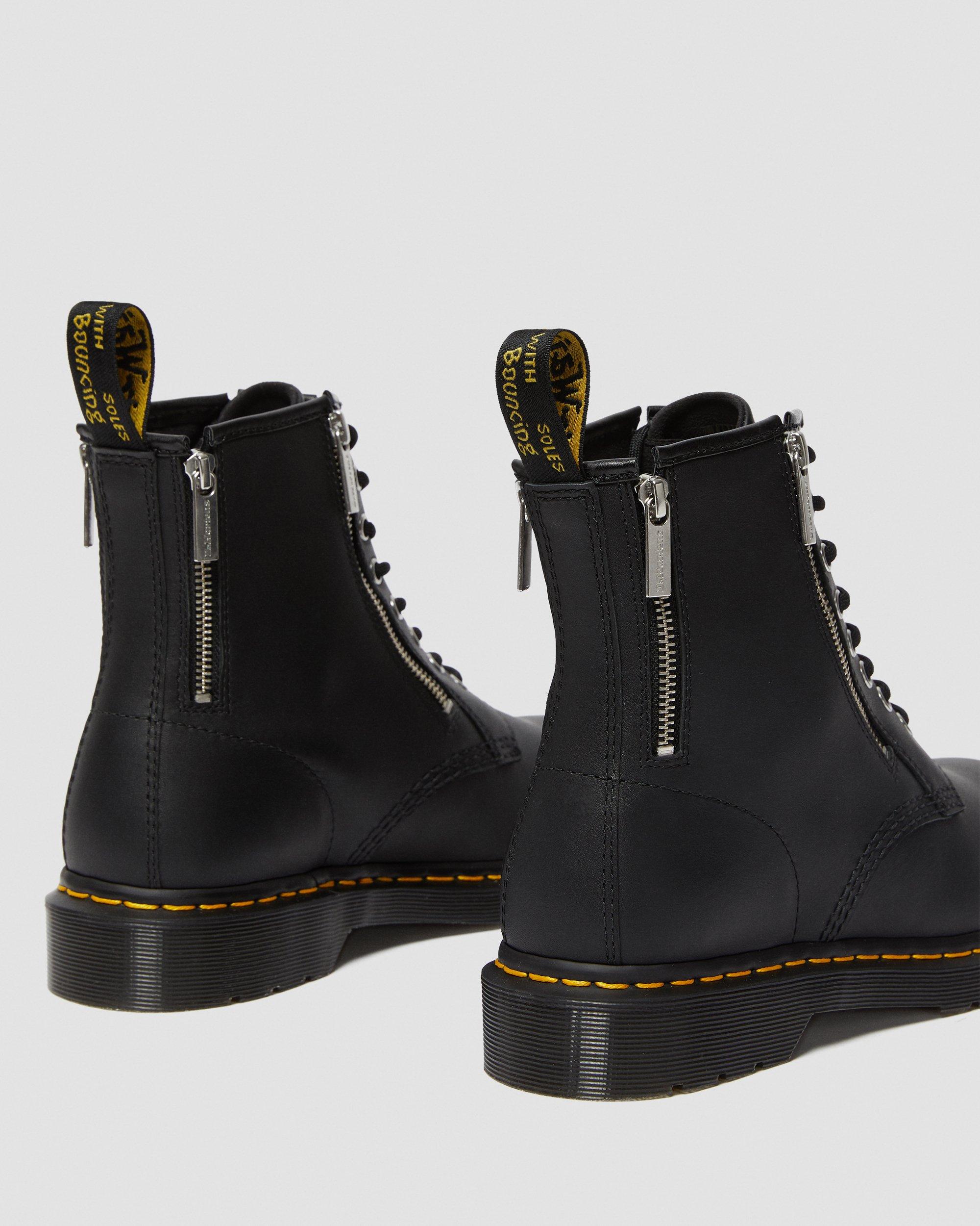 1460 Zip Nappa Leather Lace Up Boots in Black