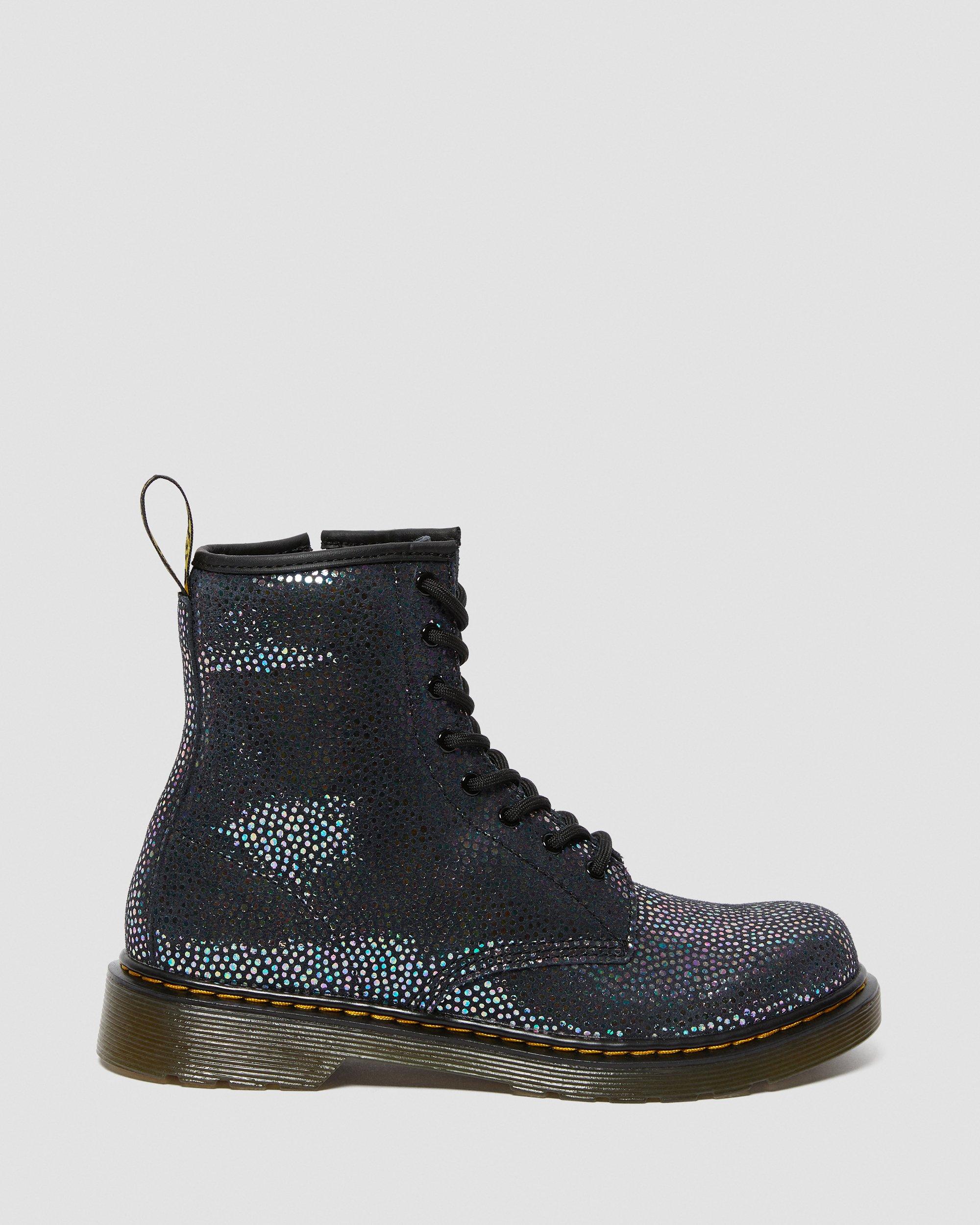 Youth 1460 Metallic Suede Lace Up Boots in Black