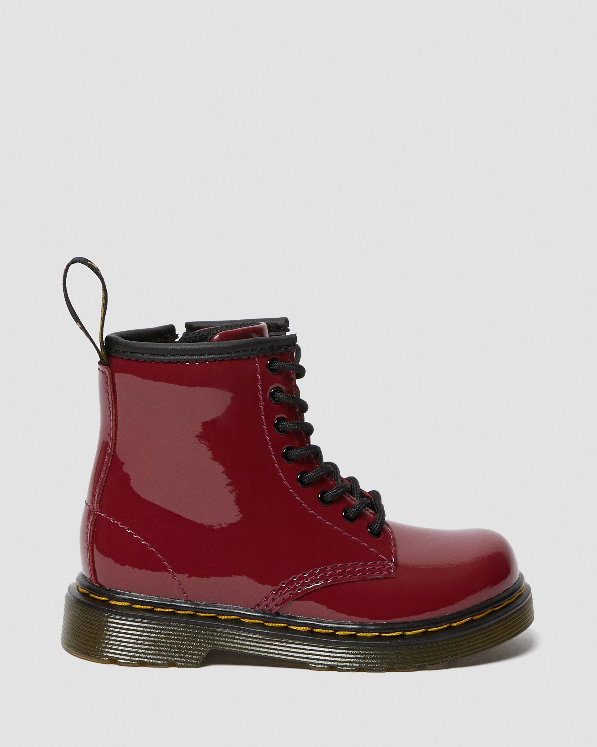 Toddler 1460 Patent Leather Lace Up Boots in Dark Red