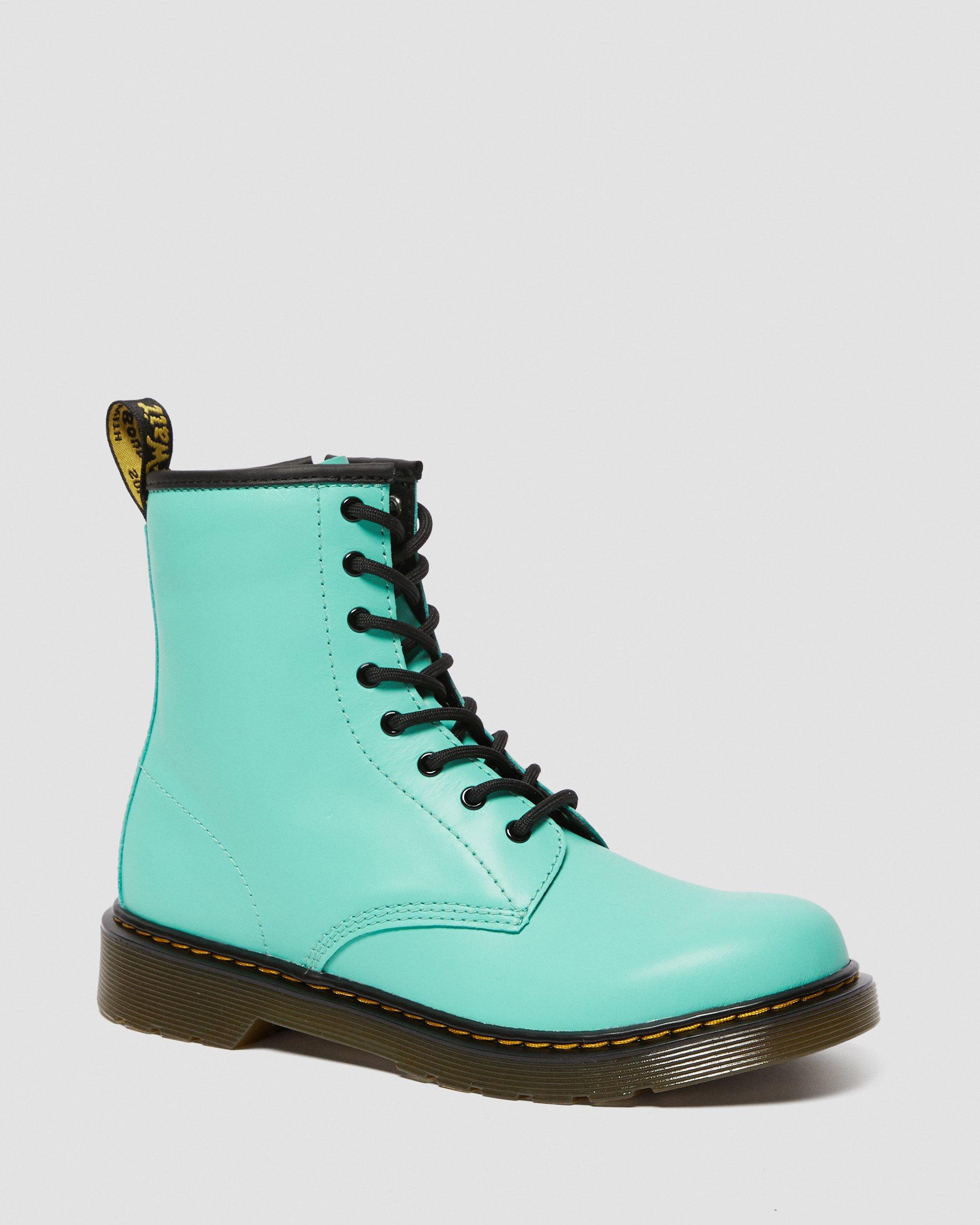 Youth 1460 Leather Lace Up Boots in Peppermint Green