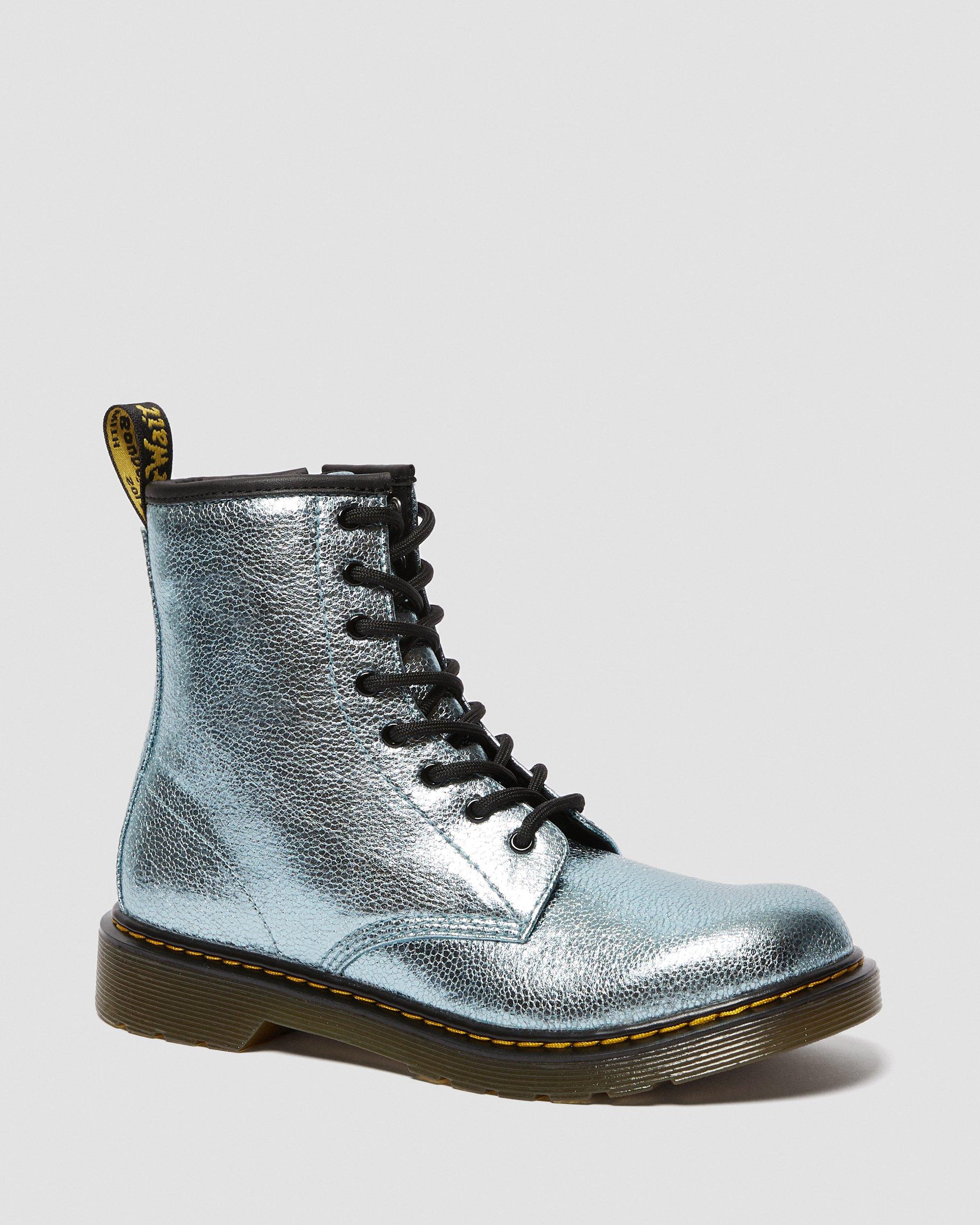 Youth 1460 Crinkle Metallic Lace Up Boots in TEAL | Dr. Martens™