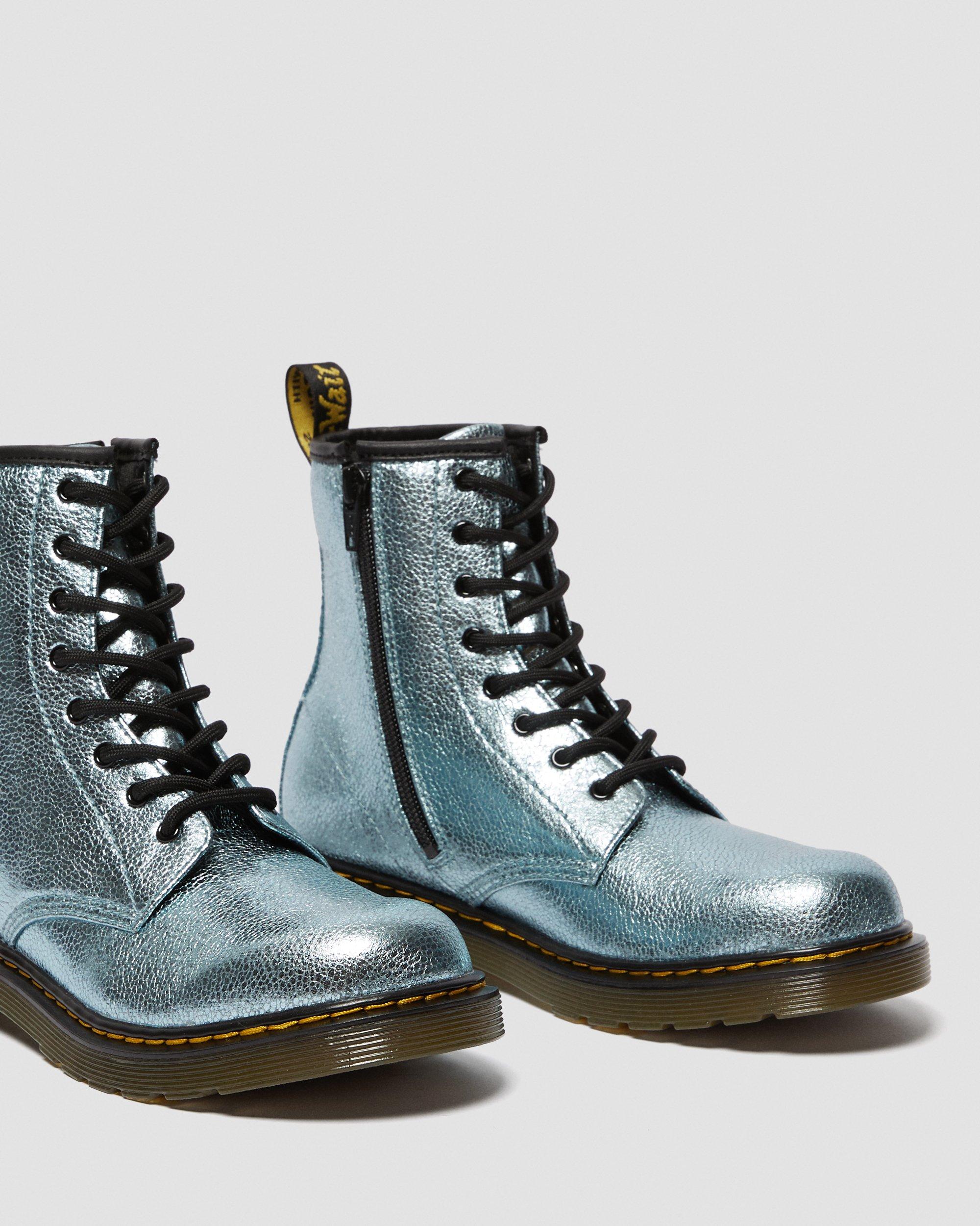 Youth 1460 Crinkle Metallic Lace Up Boots in TEAL | Dr. Martens™