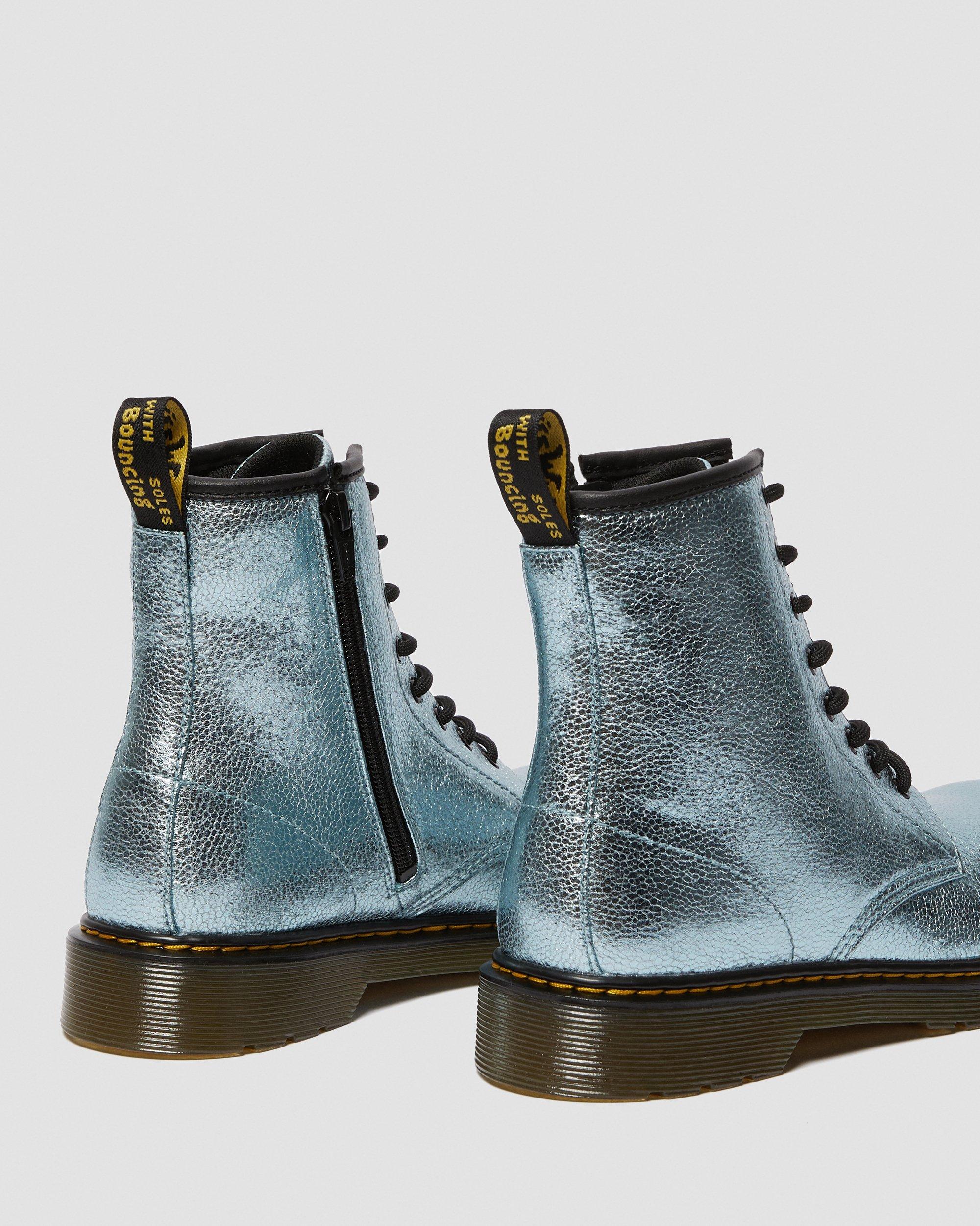 Youth 1460 Crinkle Metallic Lace Up Boots in Teal