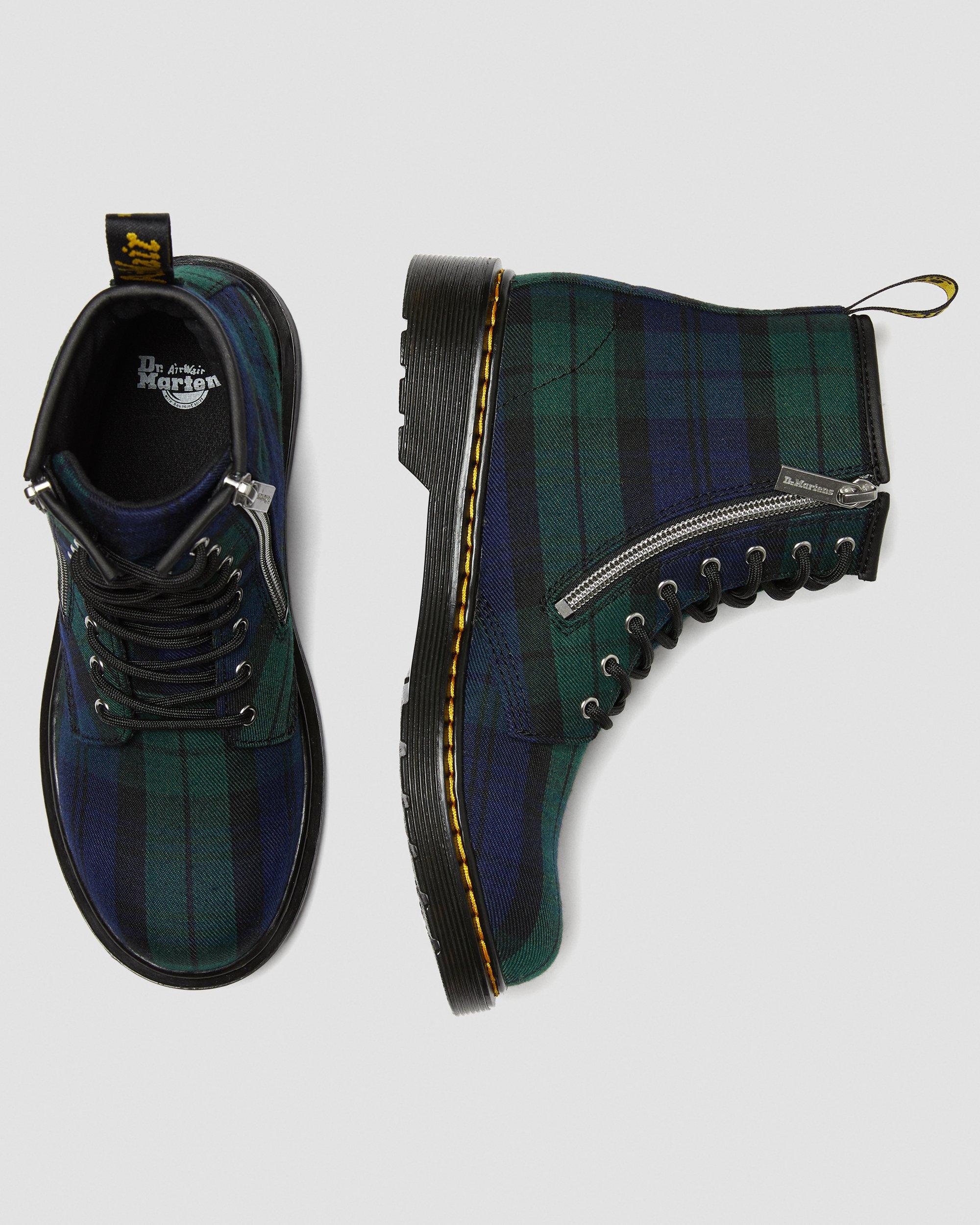 Youth 1460 Zip Tartan Lace Up Boots, Black | Dr. Martens