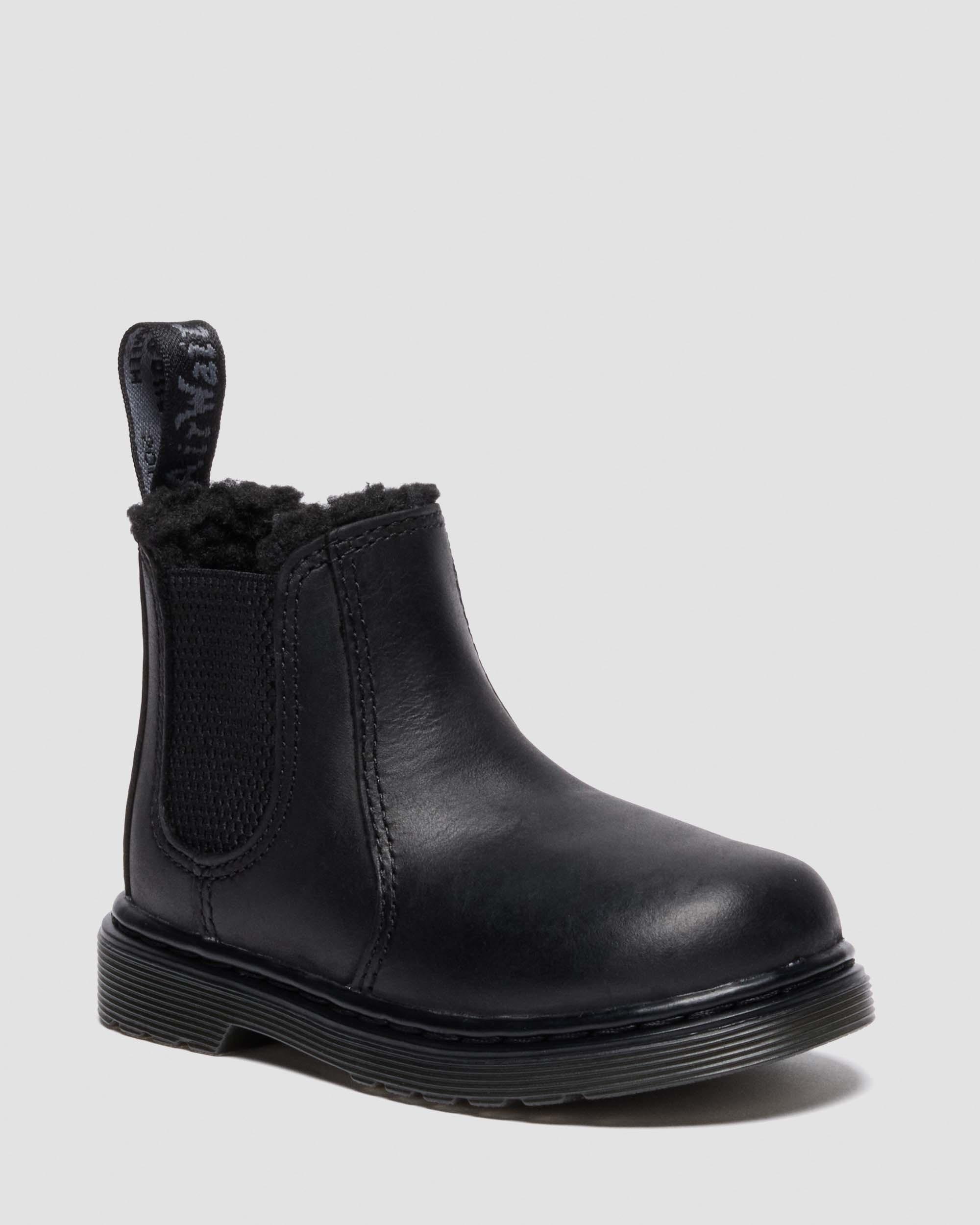 Kleinkind 2976 Leonore Chelsea Boots mit Kunstfellfutter in Schwarz