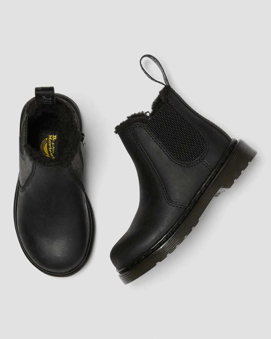 TODDLER 2976 FAUX FUR LINED LEATHER CHELSEA BOOTS | Dr Martens