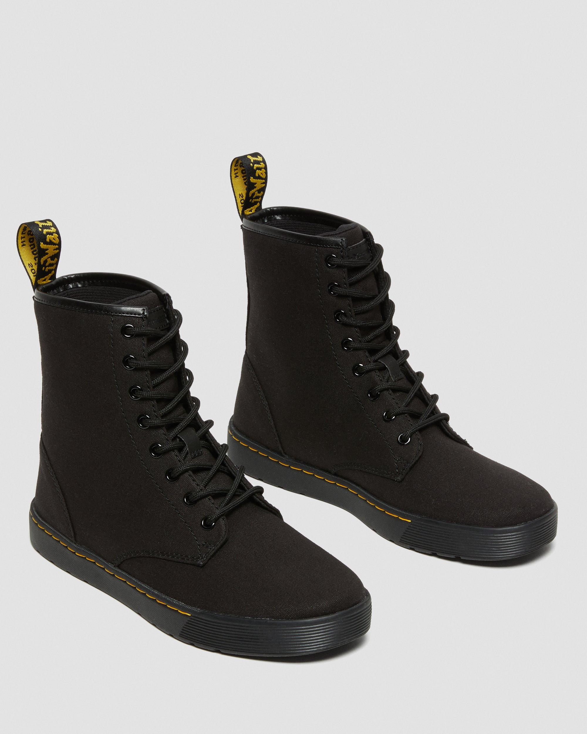 Cairo Canvas Lace Up Boots in Black