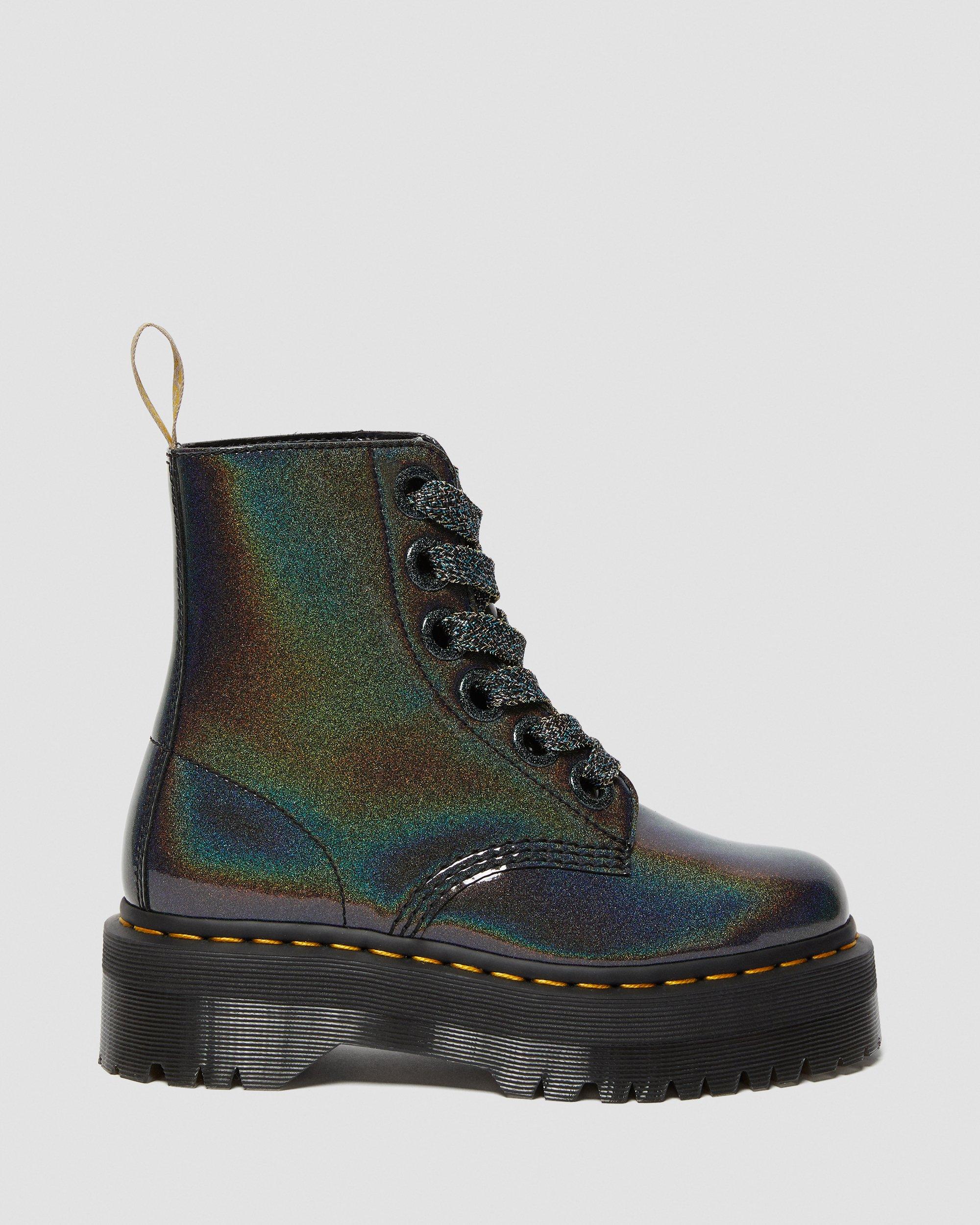 VEGAN MOLLY IRIDESCENT BOOTS in GUNMETAL | Dr. Martens™