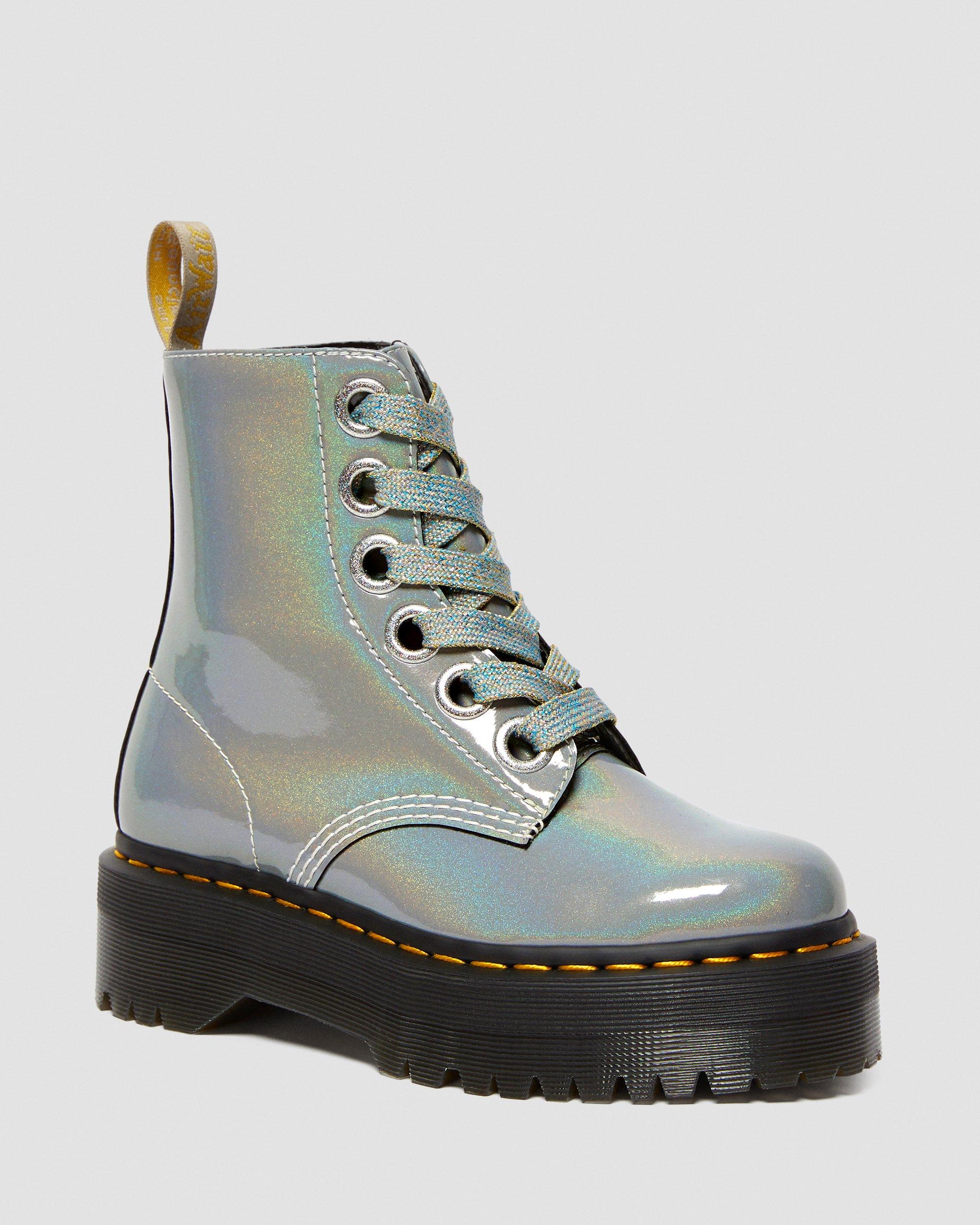 Vegan Molly Rainbow Platform Boots in SILVER | Dr. Martens™