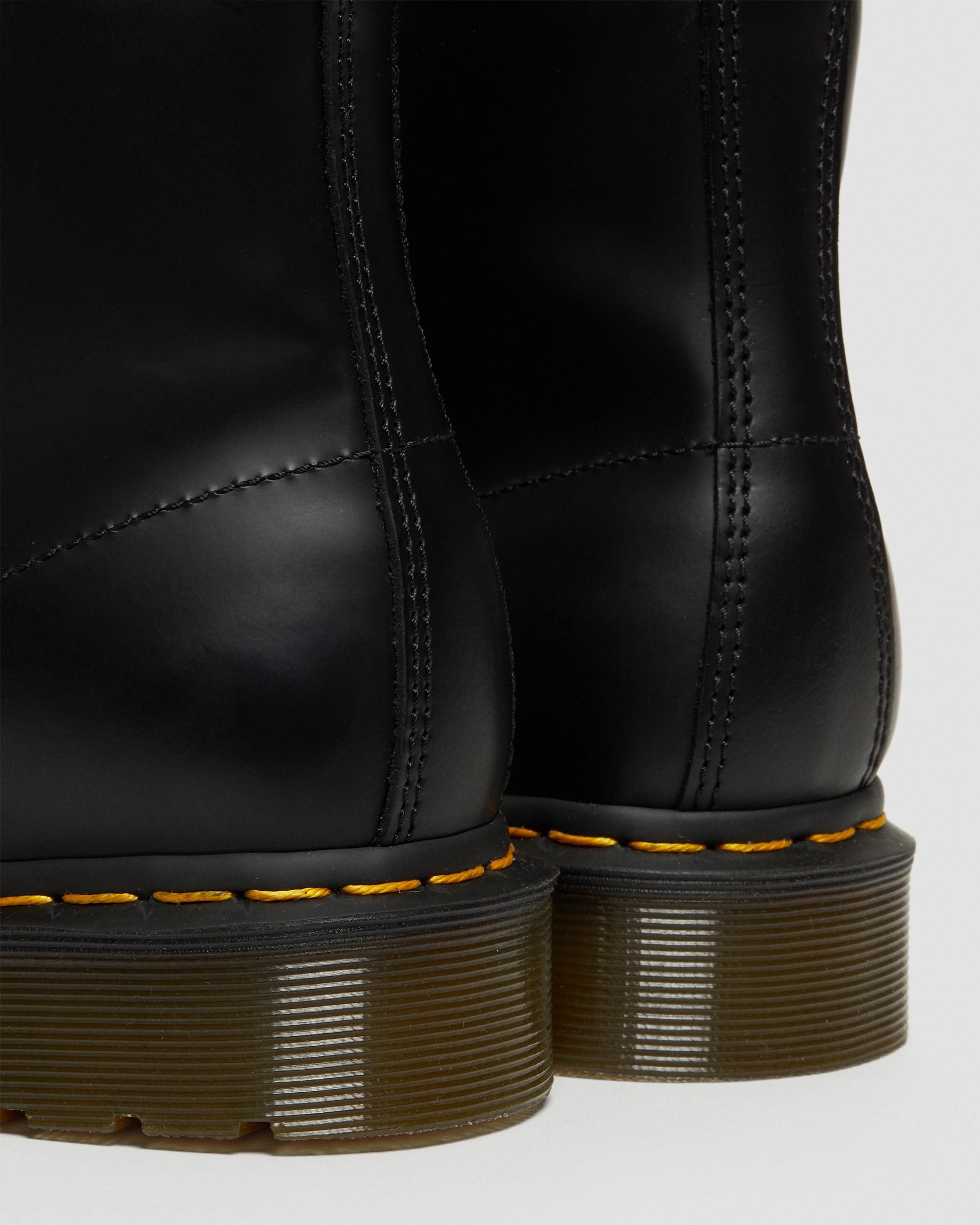 101 Yellow Stitch Smooth Leather Ankle Boots in Black