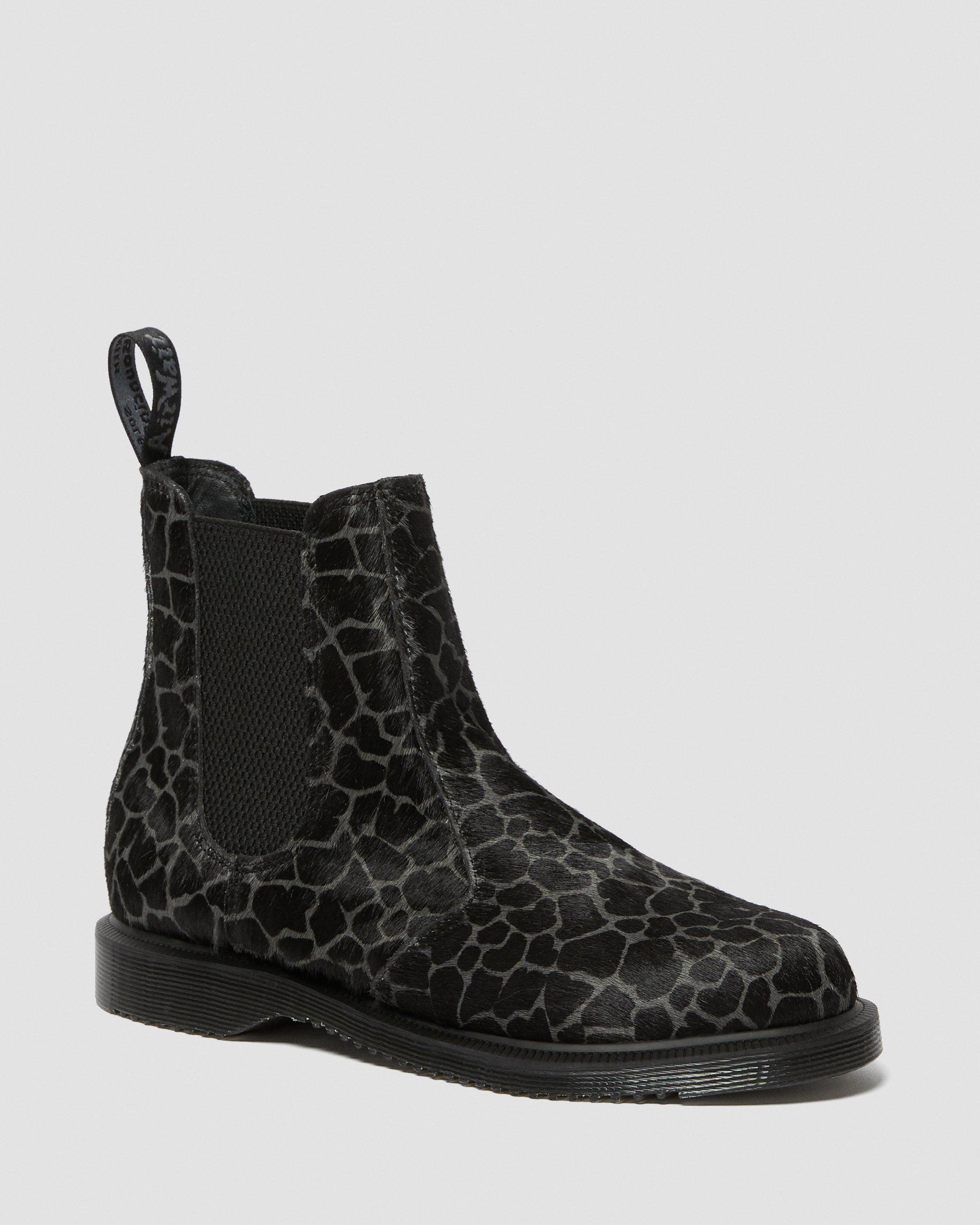 Flora Women's Animal Print Chelsea Boots in BLACK/GREY | Dr. Martens™