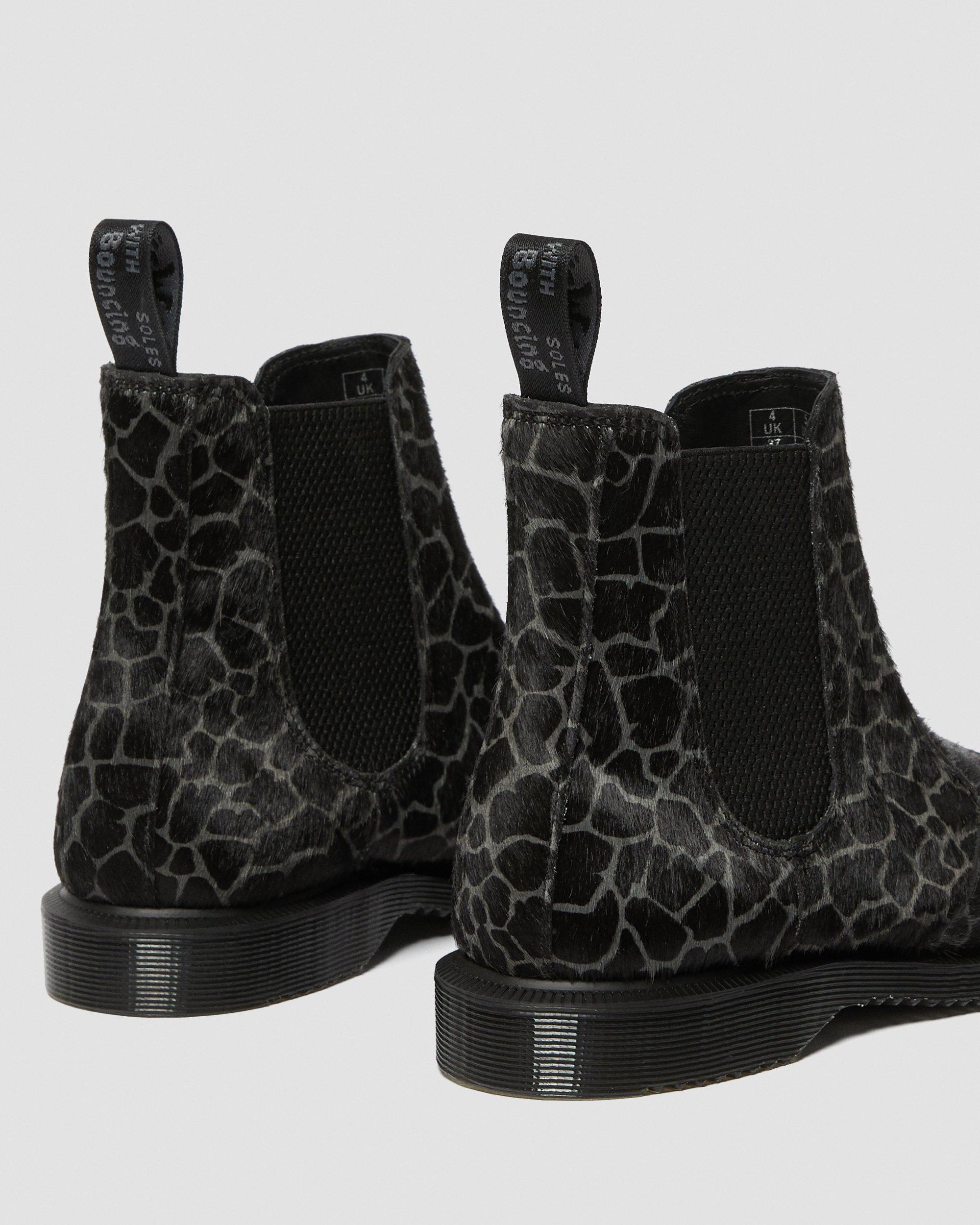 Flora Women's Animal Print Chelsea Boots in BLACK/GREY | Dr. Martens™