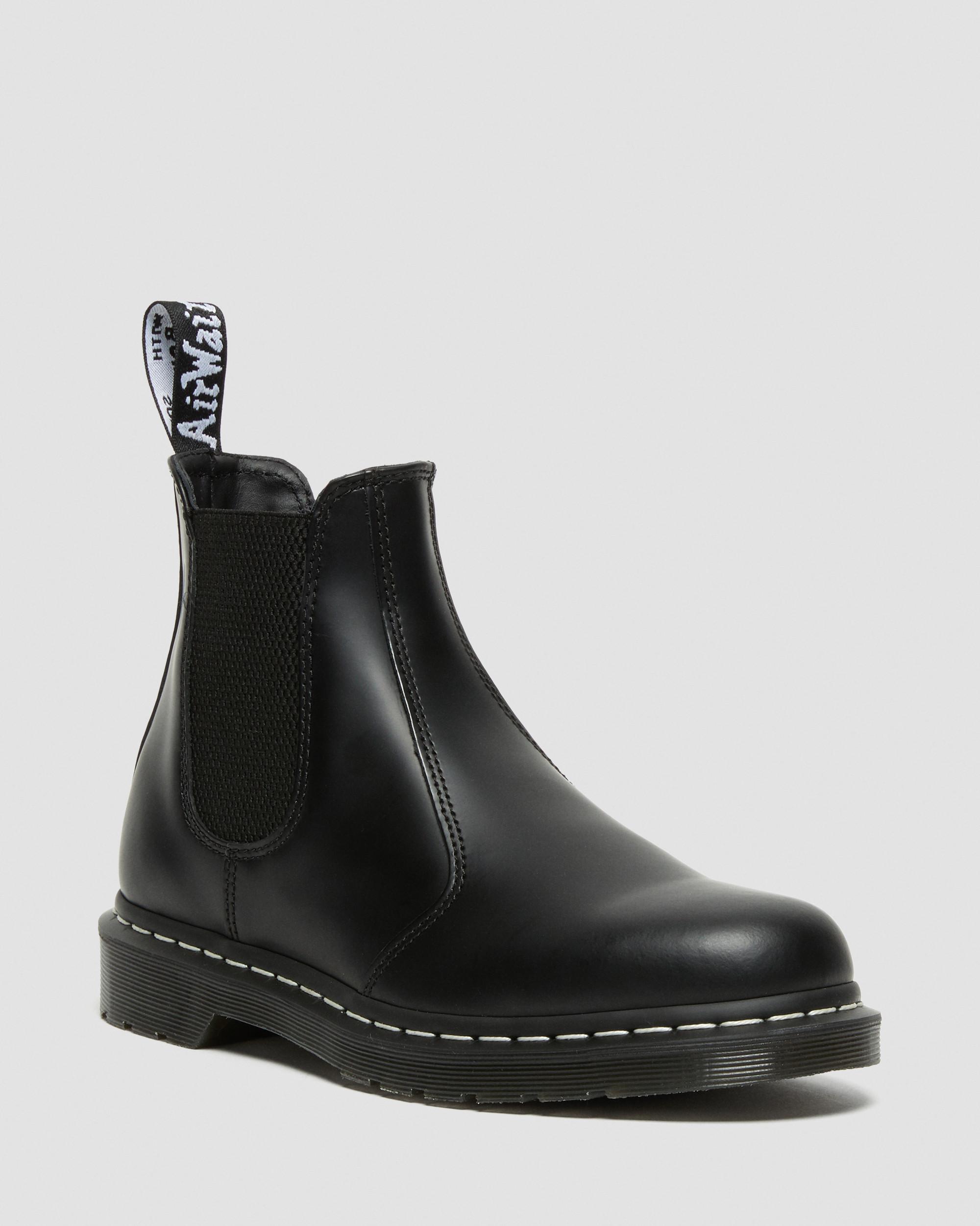 2976 WHITE STITCH LEATHER CHELSEA BOOTS in Black | Dr. Martens