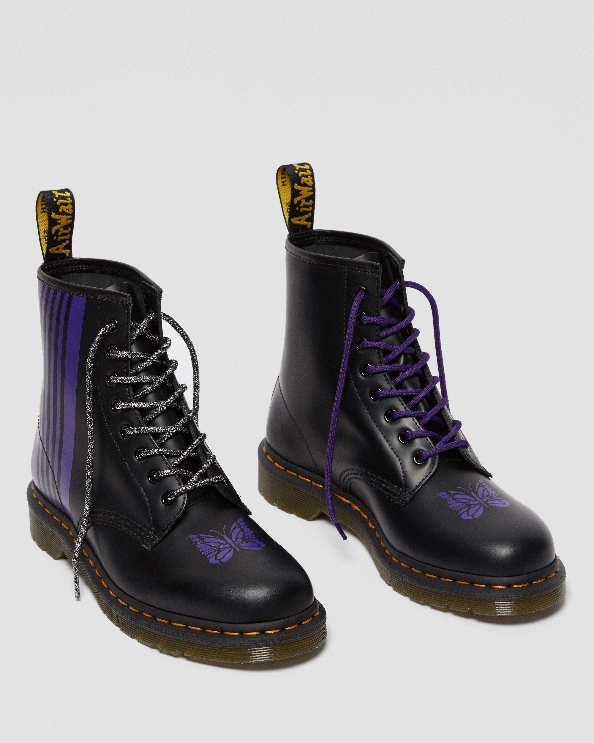 1460 Needles Leather Lace Up Boots in BLACK+PURPLE | Dr. Martens™