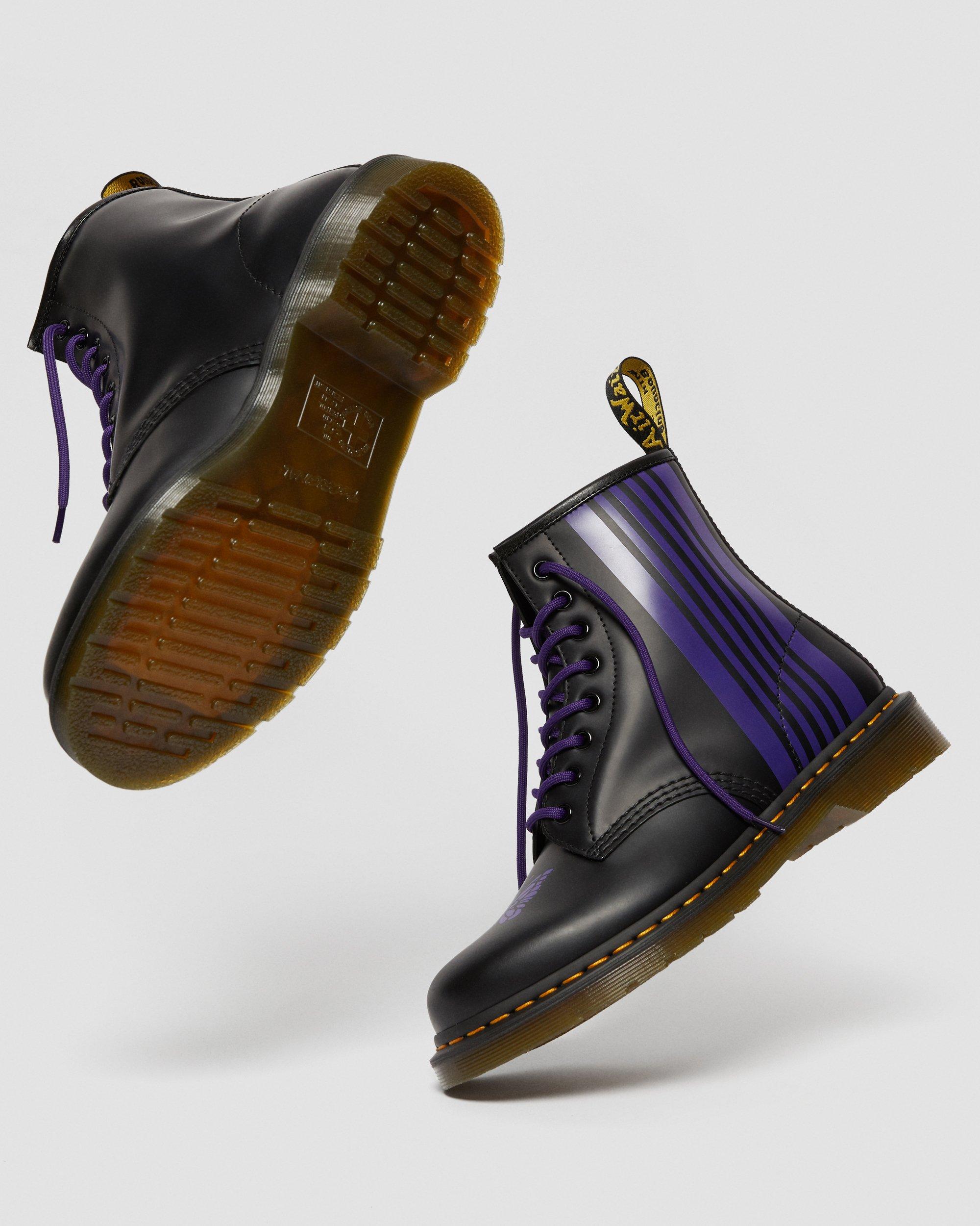 1460 Needles Leather Lace Up Boots in BLACK+PURPLE | Dr. Martens™