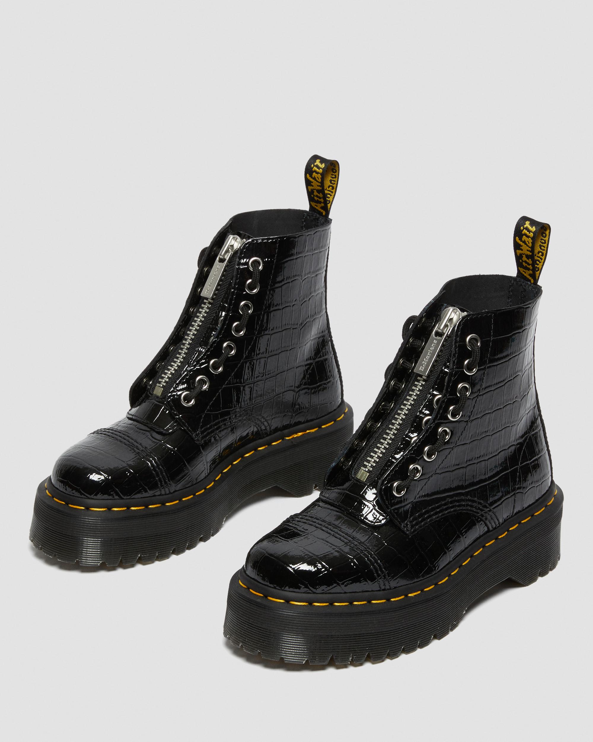 Botas plataforma Sinclair en charol efecto cocodrilo | Martens