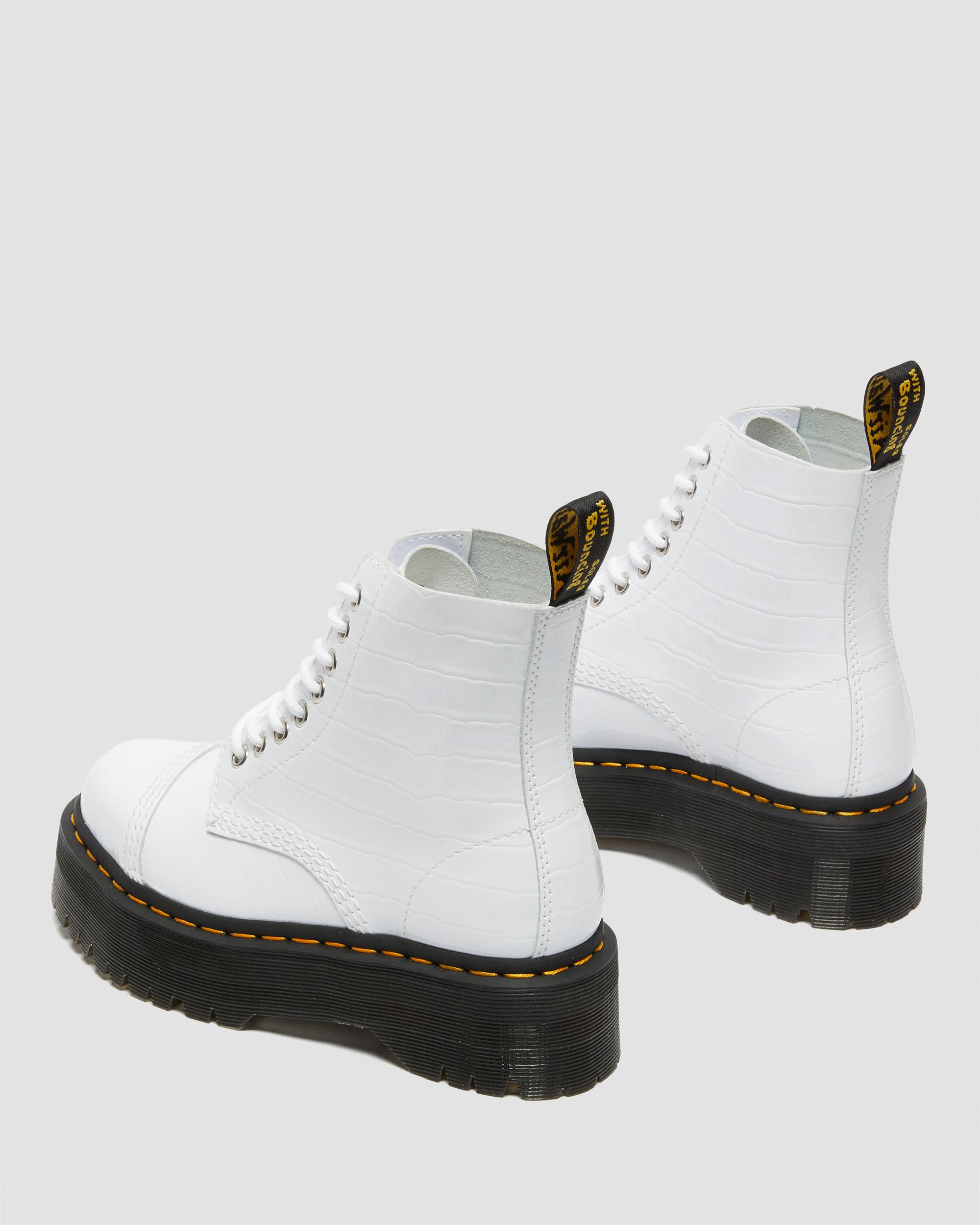 SINCLAIR PATENT CROC EMBOSS PLATFORM BOOTS in WHITE | Dr. Martens™