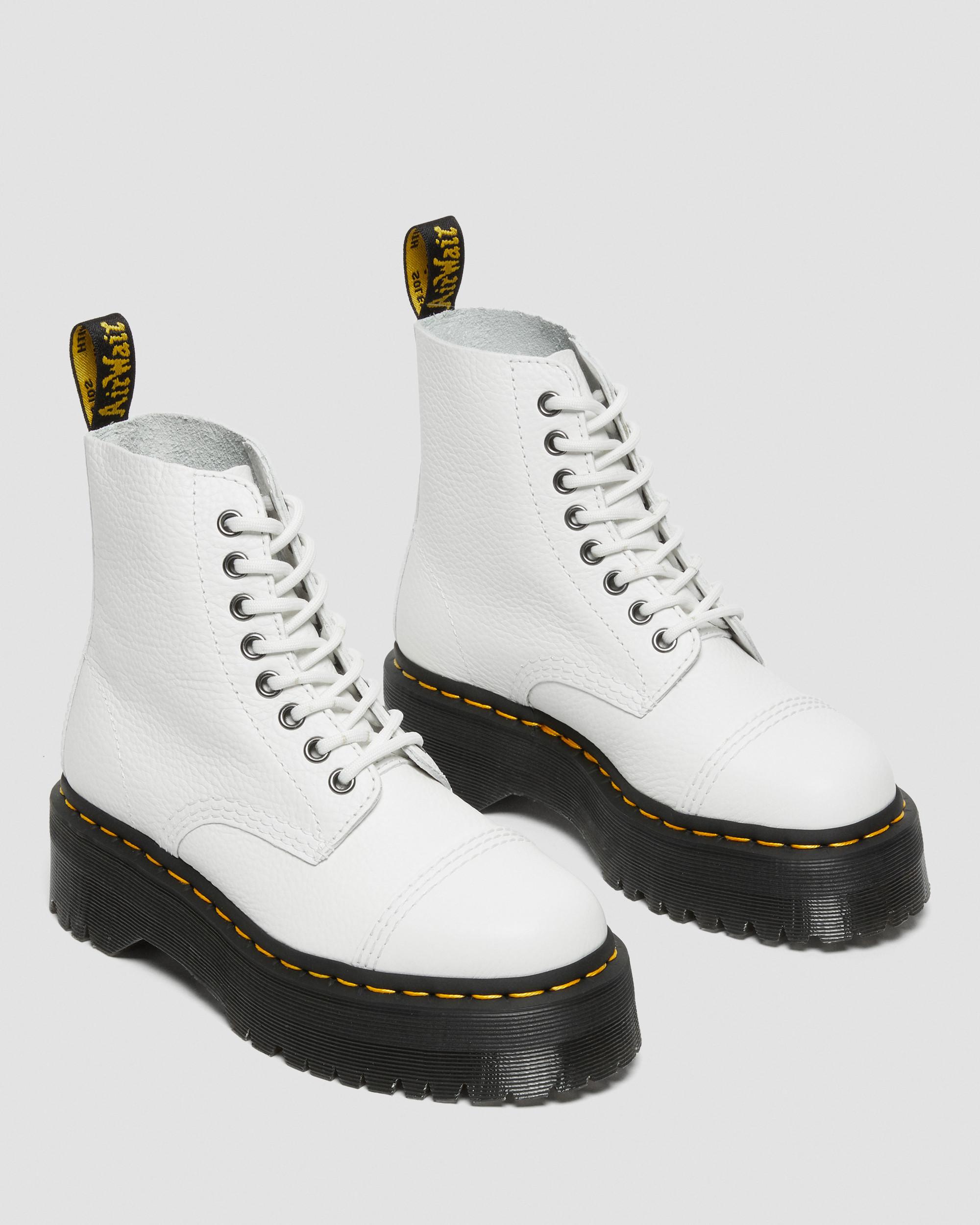 Sinclair Milled Nappa Leather Platform Boots in White | Dr. Martens