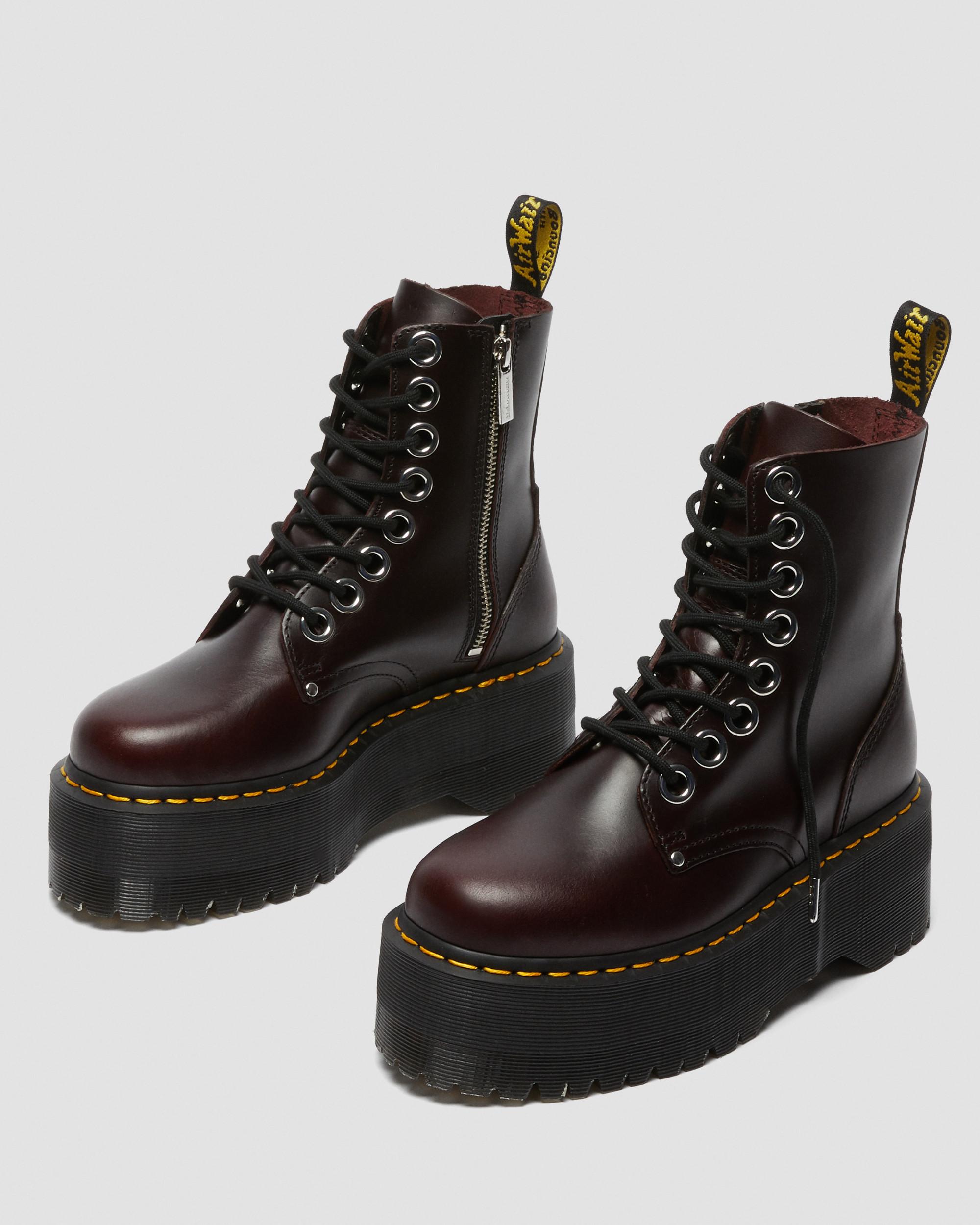 brown leather platform doc martens