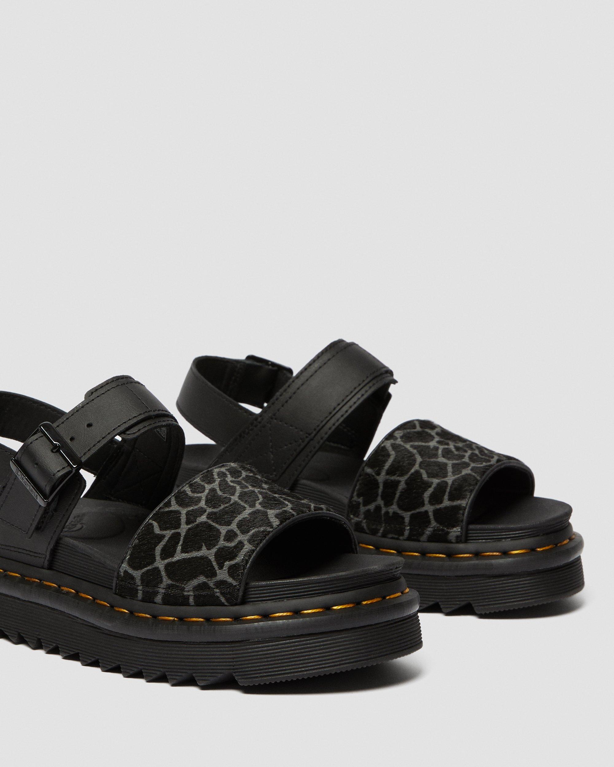 Pence Beringstraat Product Voss Animal Print Leather Strap Sandals | Dr. Martens