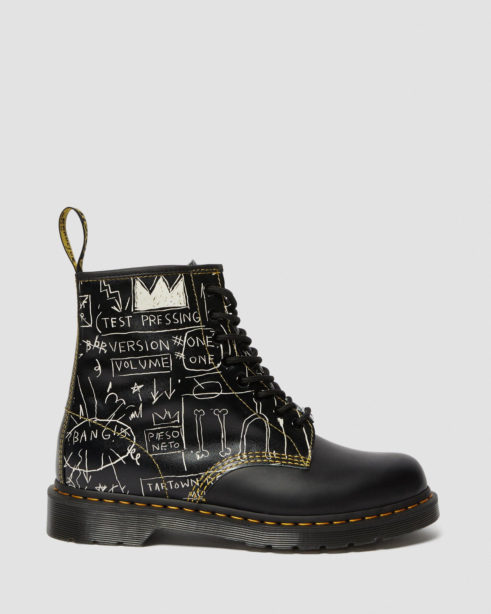 Dr.Martens × Jean Michel Basquiat 1460 BASQUIAT LEATHER ANKLE BOOTS in BLACK+WHITE | Dr. Martens™