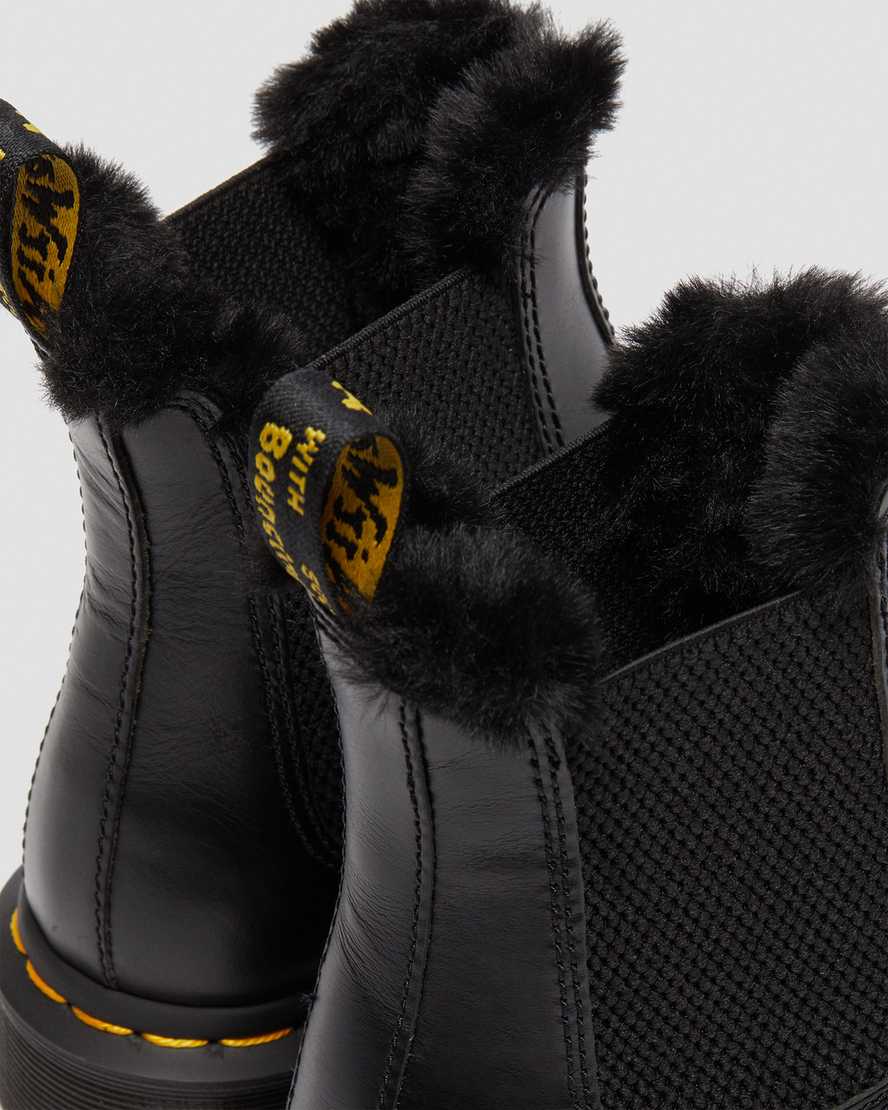 2976 Leonore Faux Fur Lined Dark Grey Chelsea Boots2976 LEONORE FAUX FUR GEFÜTTERTE CHELSEA BOOTS Dr. Martens