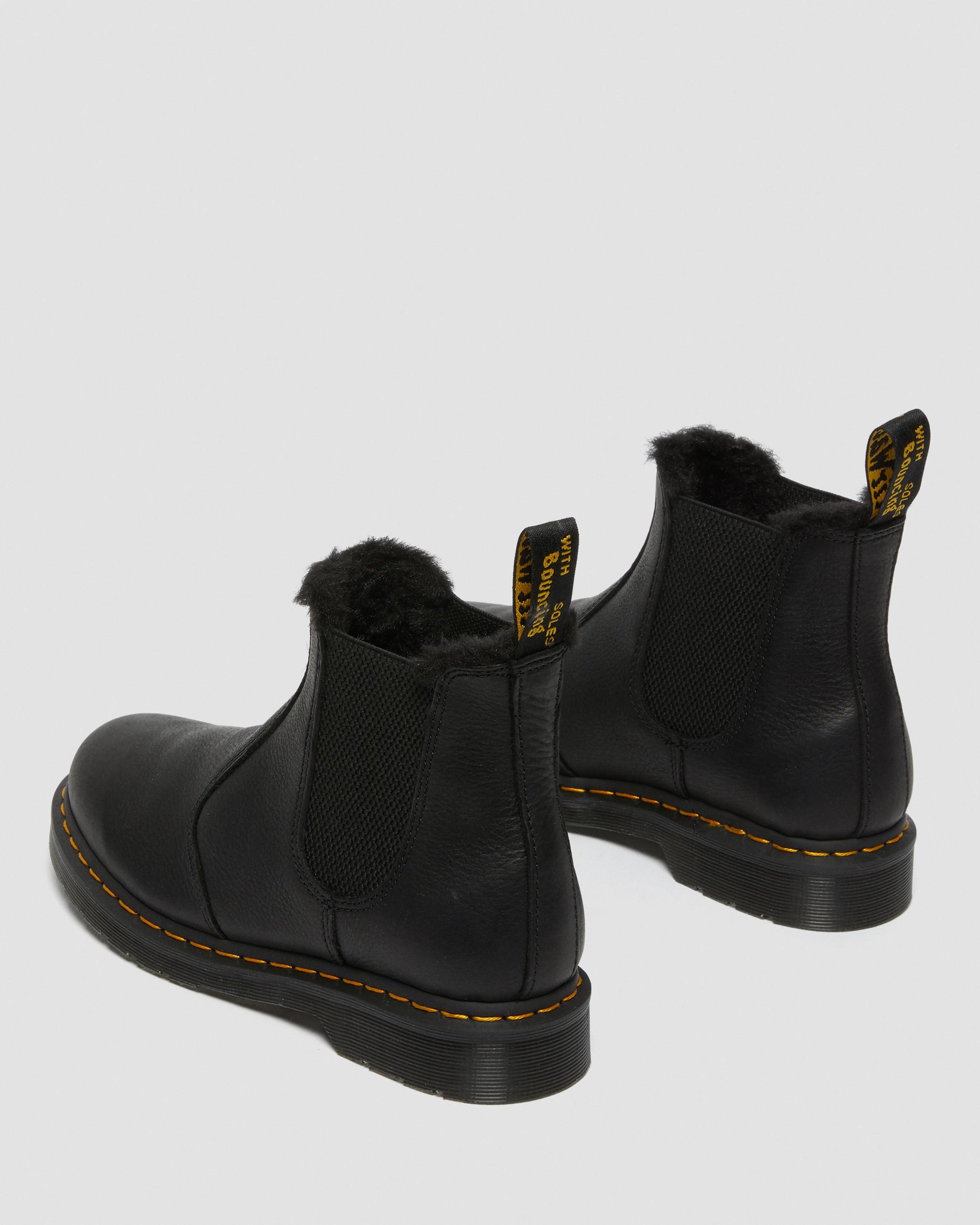 2976 Faux Fur Lined Chelsea Black Boots | in Martens Dr