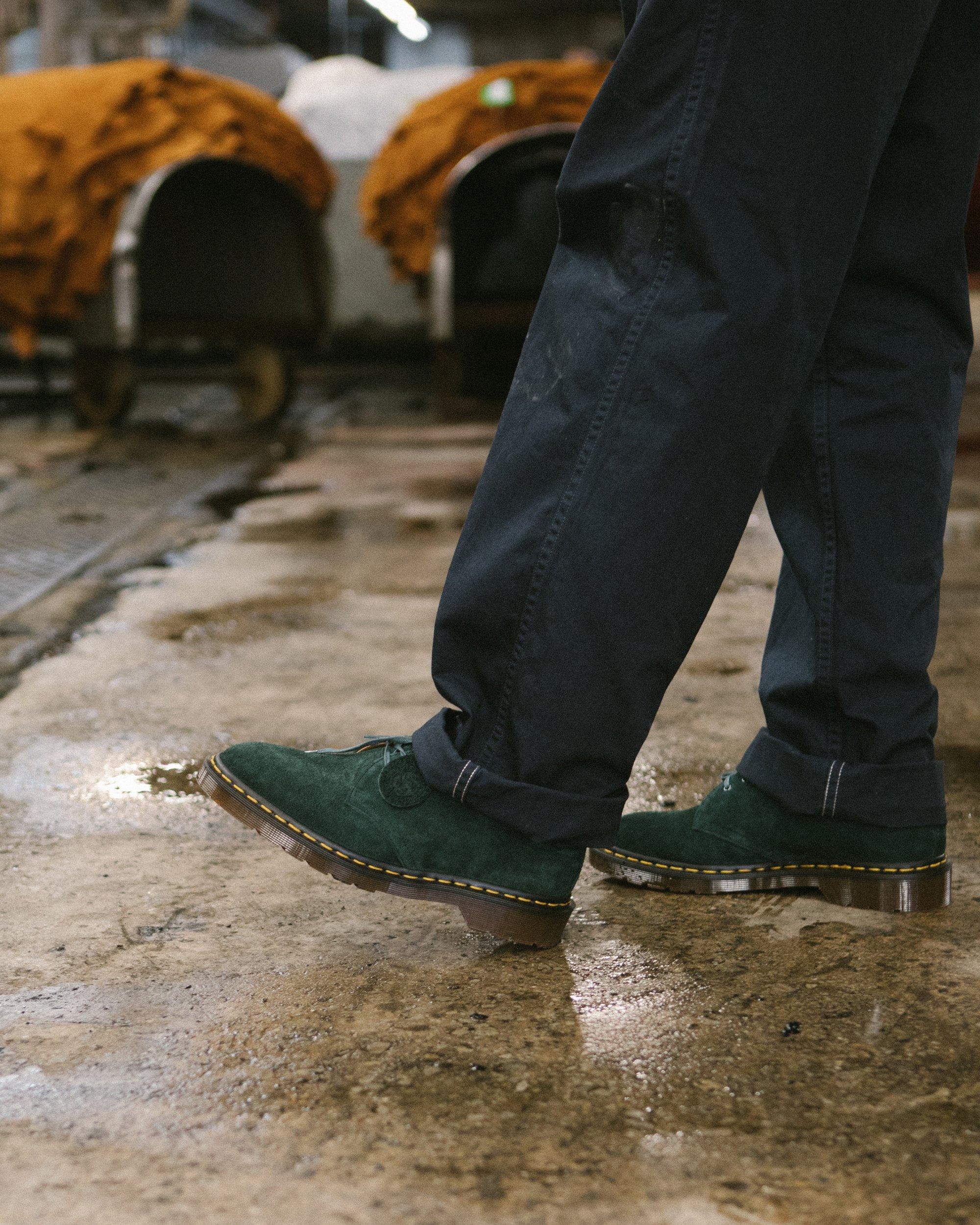1461 Made In England Suede Oxford Shoes in Green | Dr. Martens display picture 3