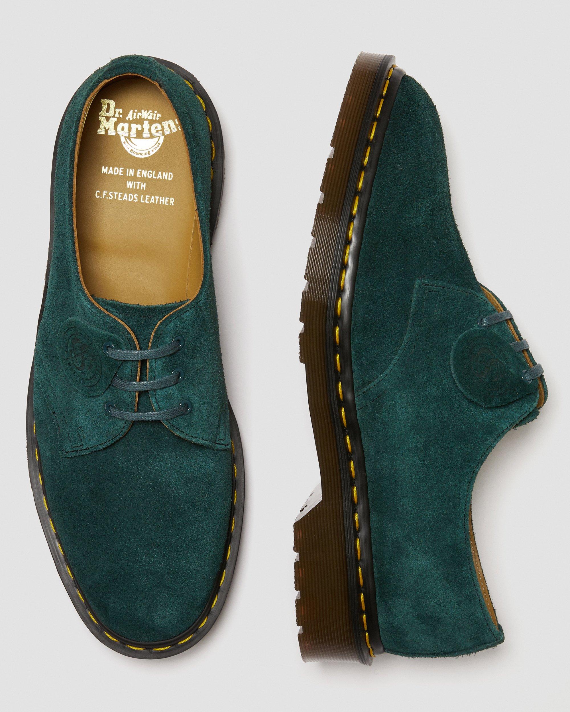 1461 Made In England Suede Oxford Shoes in Green | Dr. Martens display picture 3