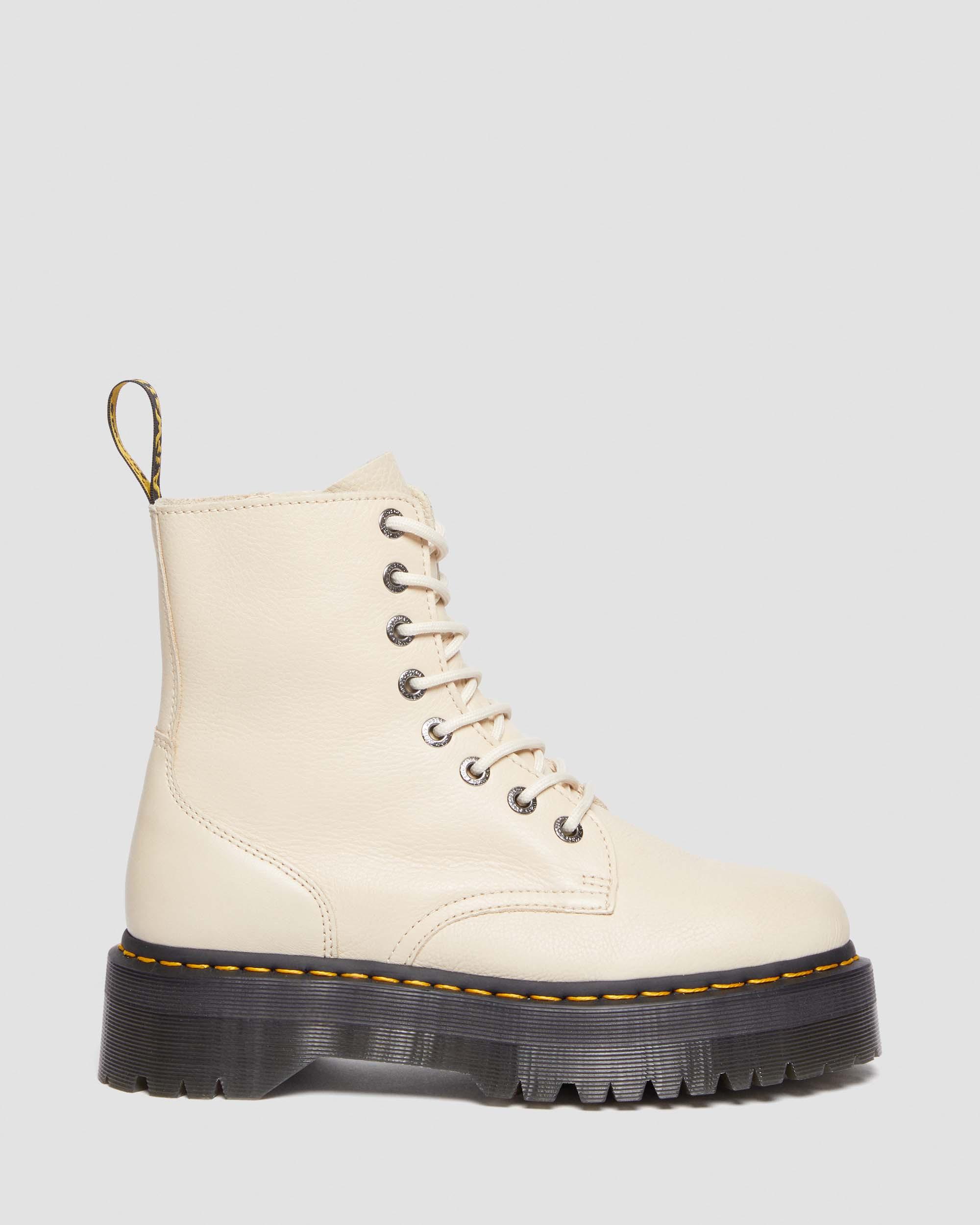 Jadon III Soft Leather Platform Boots in Parchment Beige | Dr