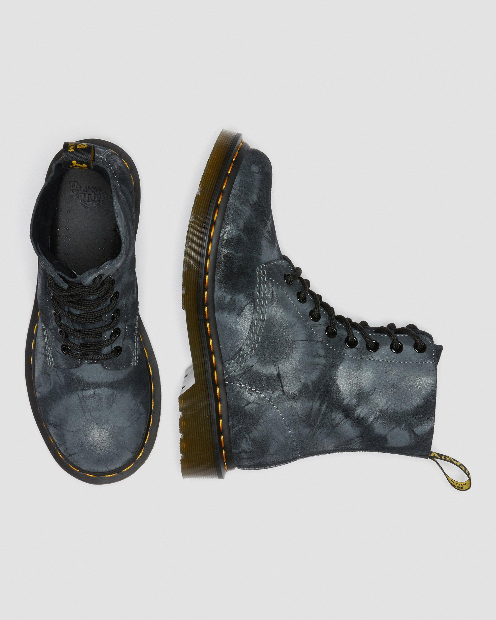 1460 Pascal Tie Dye Suede Lace Up Boots in Black | Dr. Martens display picture 1