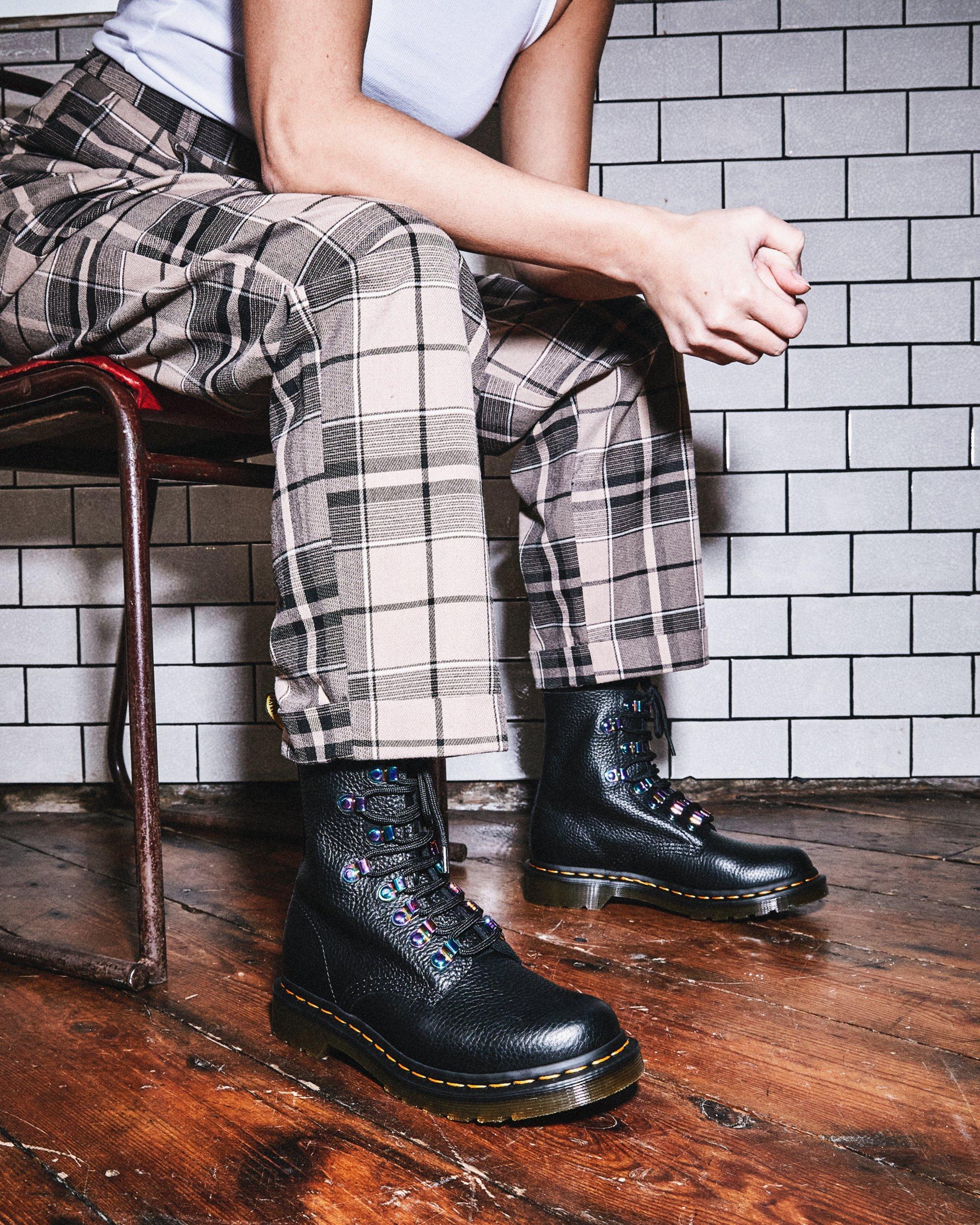 1460 Pascal Iridescent Hardware Lace Up Boots in BLACK | Dr. Martens™