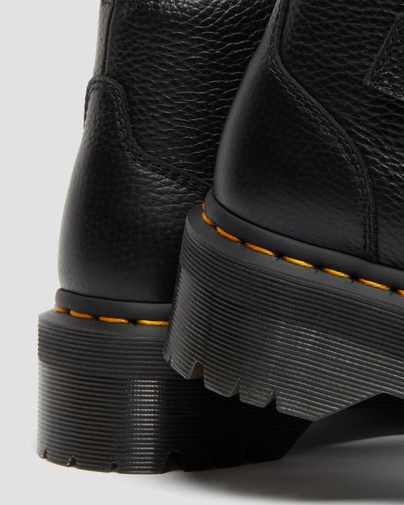 Devon Heart Leather Platform Boots in Black Milled Nappa Devon Heart Leather Platform Boots in Black Milled Nappa