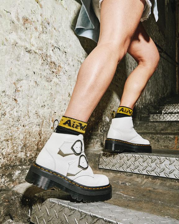 Devon Heart Leather Platform Boots in White | Dr. Martens Devon Heart Leather Platform Boots in White | Dr. Martens